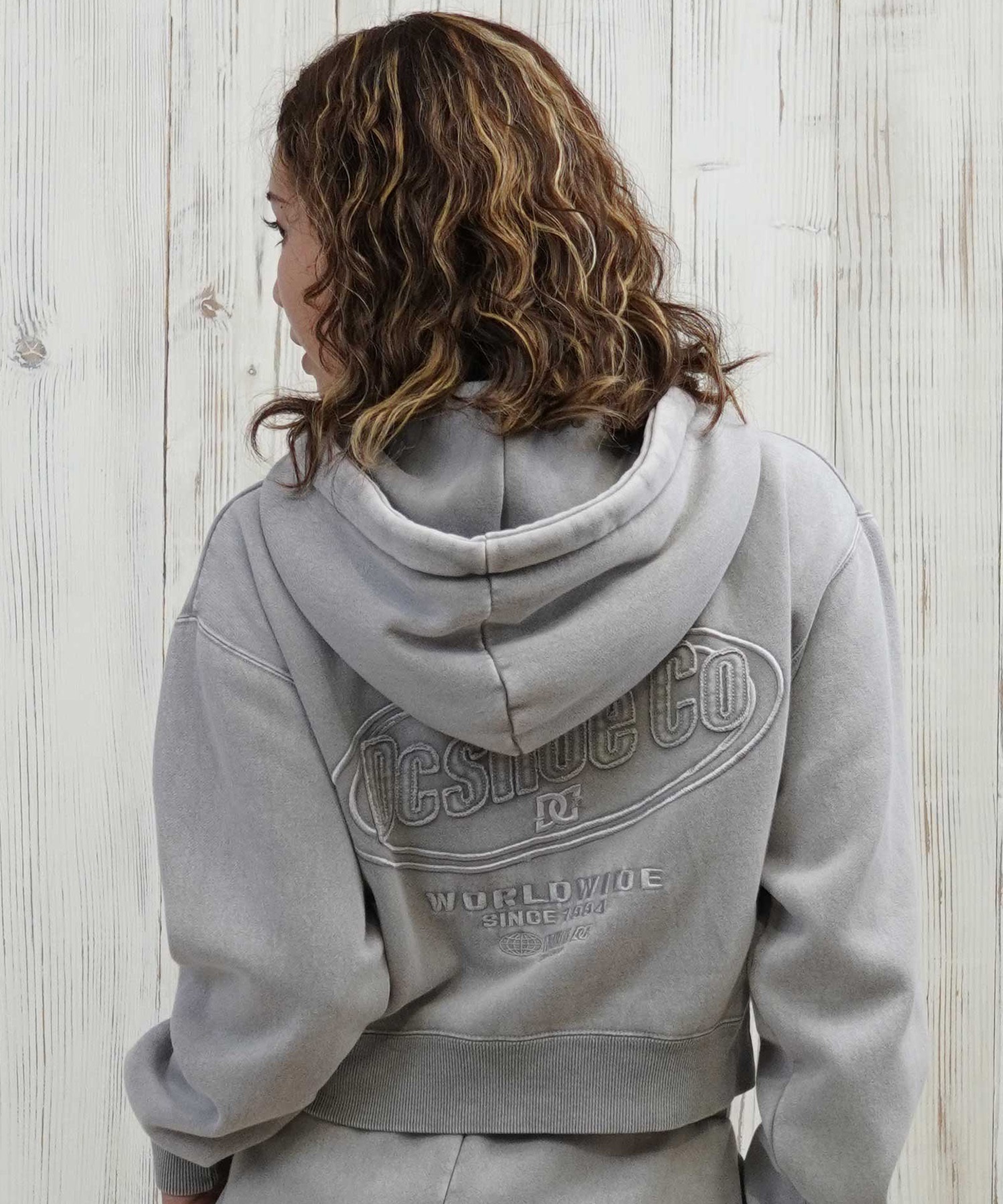 DC ディーシー ジップアップ パーカー レディース クロップド丈 ショート丈 セットアップ対応 裏起毛 LZP254307(BES-M)