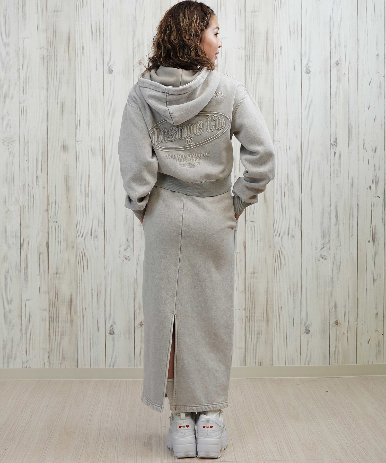 DC ディーシー ジップアップ パーカー レディース クロップド丈 ショート丈 セットアップ対応 裏起毛 LZP254307(BES-M)