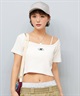 DC ディーシー 半袖 Tシャツ レディース スクエアネック クロップド丈 ショート丈 ロゴ セットアップ対応 LST252306(WHT-S)