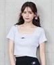 DC ディーシー 半袖 Tシャツ レディース スクエアネック クロップド丈 ショート丈 ロゴ セットアップ対応 LST252306(WHT-S)