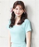 DC ディーシー 半袖 Tシャツ レディース スクエアネック クロップド丈 ショート丈 ロゴ セットアップ対応 LST252306(WHT-S)
