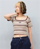 DC ディーシー 半袖 Tシャツ レディース スクエアネック クロップド丈 ショート丈 ロゴ セットアップ対応 LST252306(WHT-S)