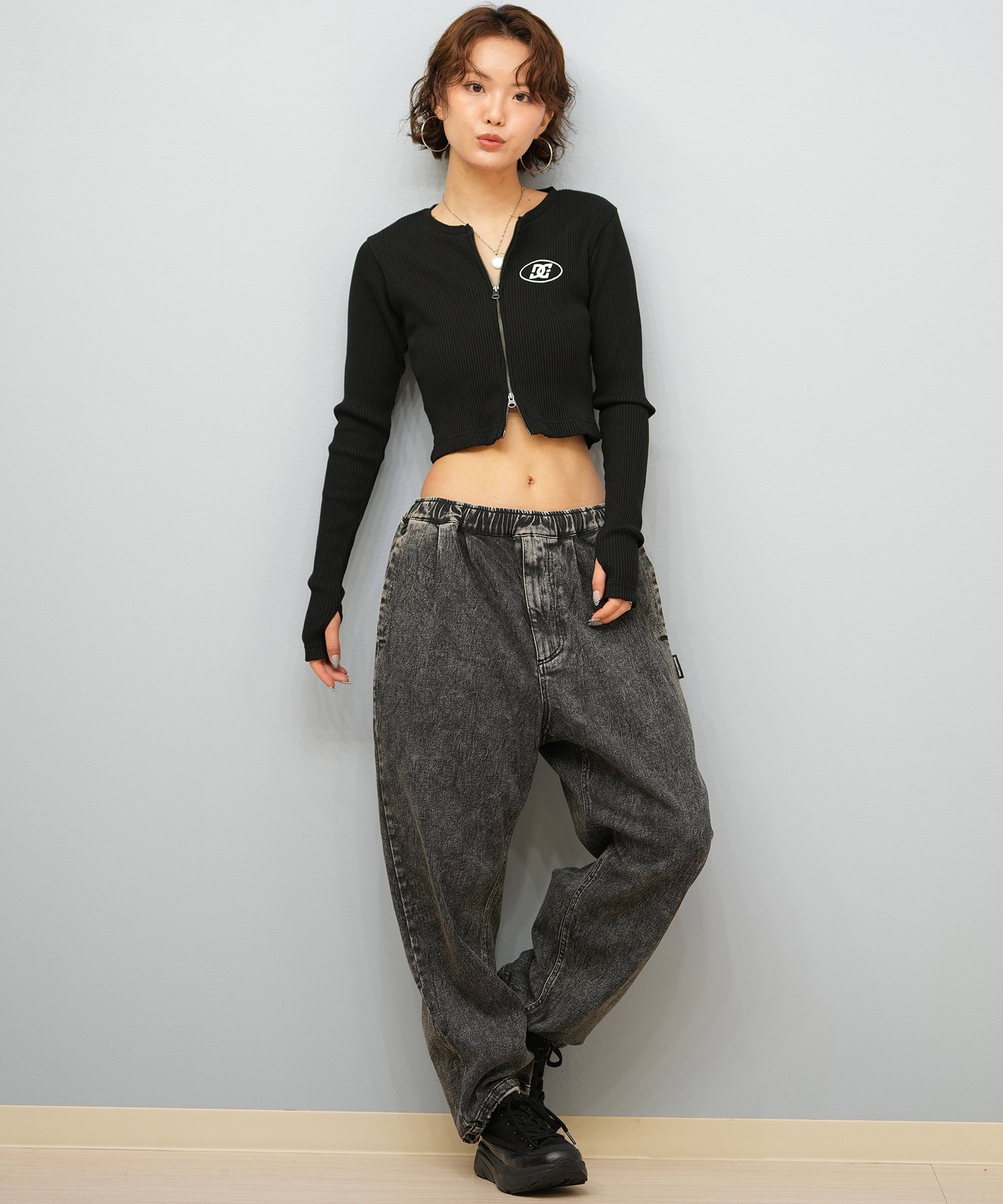トップス sachi DC ディーシー 長袖 Tシャツ ロンT レディース クロップド丈