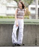 DC ディーシー タンクトップ レディース リブ クロップド丈 ショート丈 ロゴ パッド付 セットアップ対応 LSL252309(WHT-S)