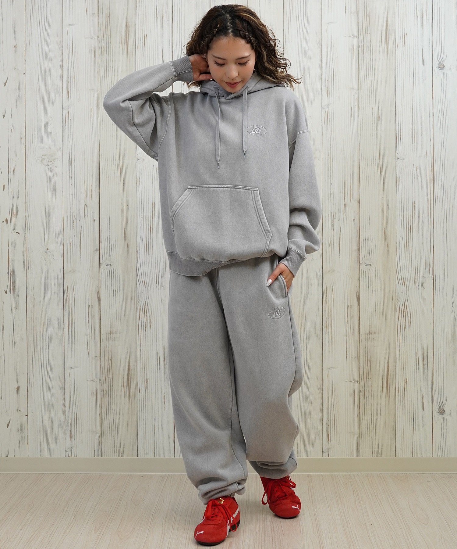 DC ディーシー ロングパンツ レディース スウェット パンツ 裏起毛 セットアップ対応 ワイド スウェットパンツ LPT254304(BES-M)