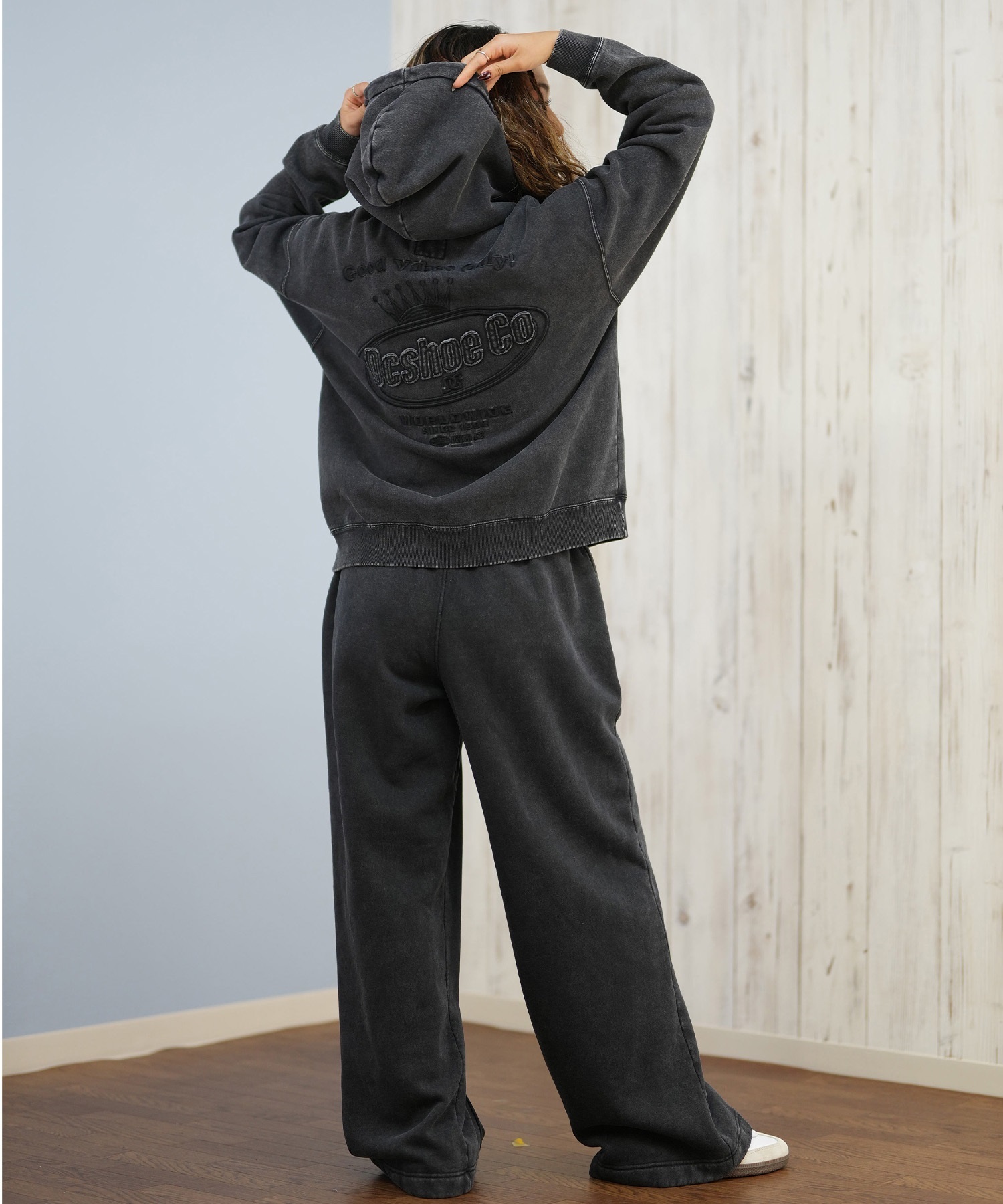 DC ディーシー ロングパンツ バギースウェット レディース 古着風 ヴィンテージ加工 裏起毛 セットアップ対応 LPT254317M ムラサキスポーツ限定(BES-M)