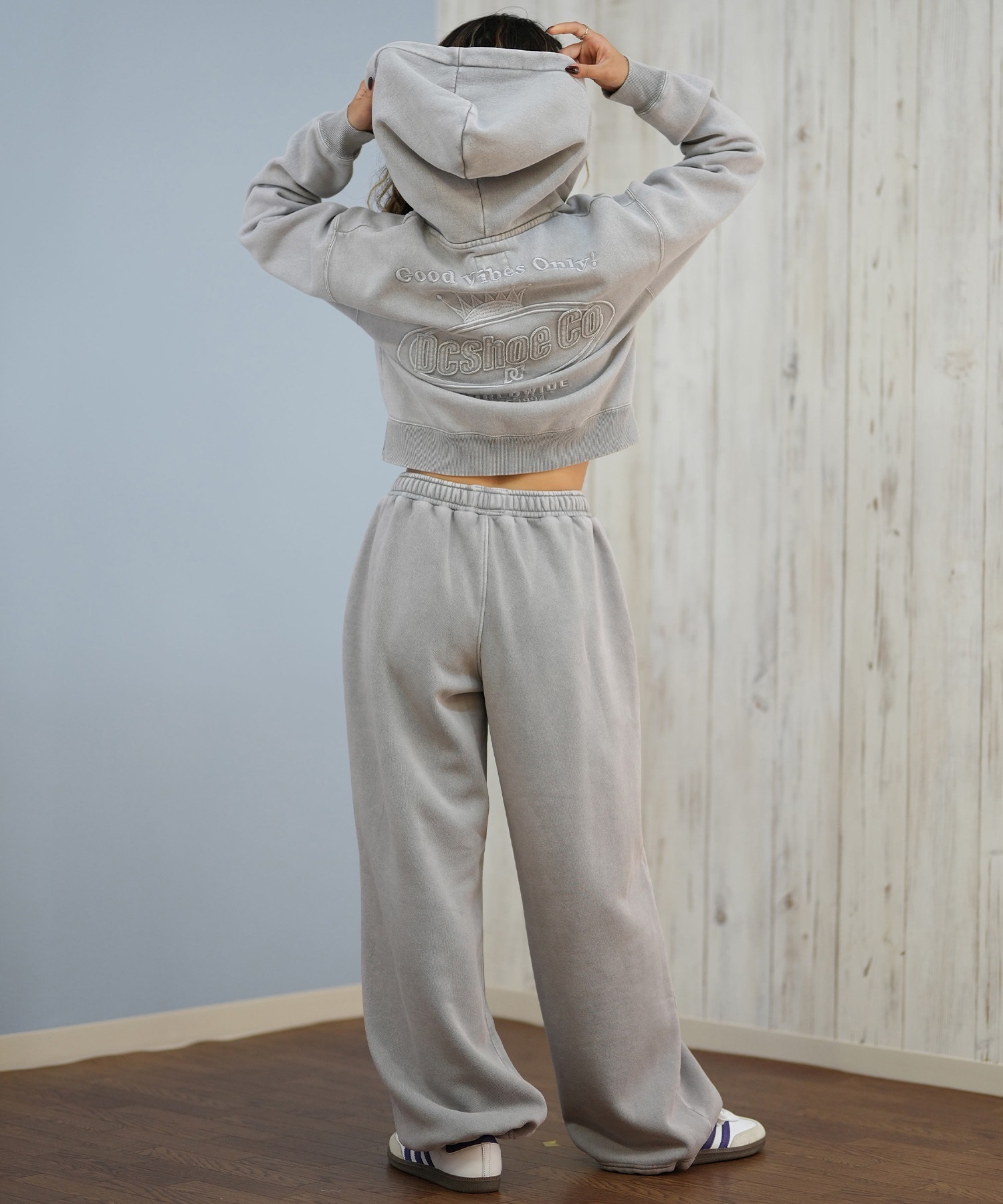 DC ディーシー ロングパンツ バギースウェット レディース 古着風 ヴィンテージ加工 裏起毛 セットアップ対応 LPT254317M ムラサキスポーツ限定(BES-M)