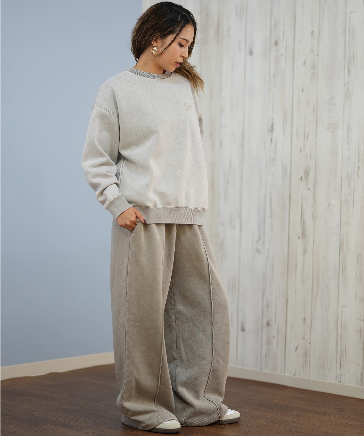 DC ディーシー ロングパンツ バギースウェット レディース 古着風 ヴィンテージ加工 裏起毛 セットアップ対応 LPT254317M ムラサキスポーツ限定(BES-M)