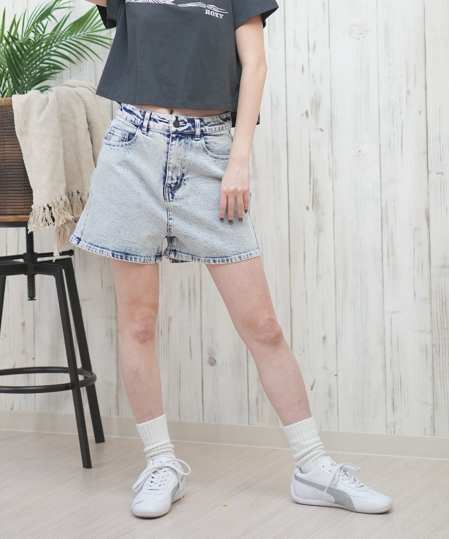 DC ディーシー ショートパンツ レディース デニム ストレッチ 無地 LWS251306(LBL-S)