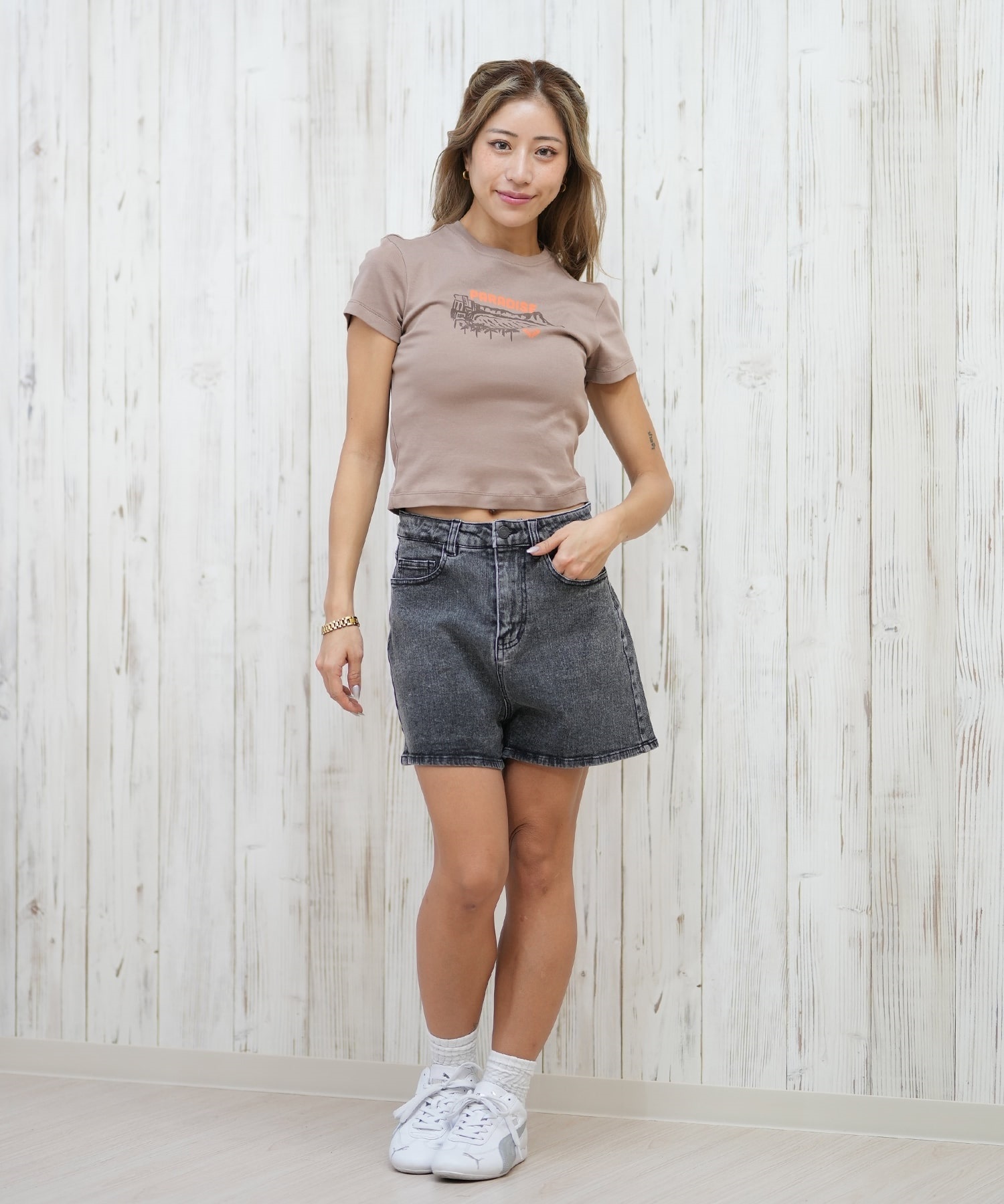 DC ディーシー ショートパンツ レディース デニム ストレッチ 無地 LWS251306(LBL-S)
