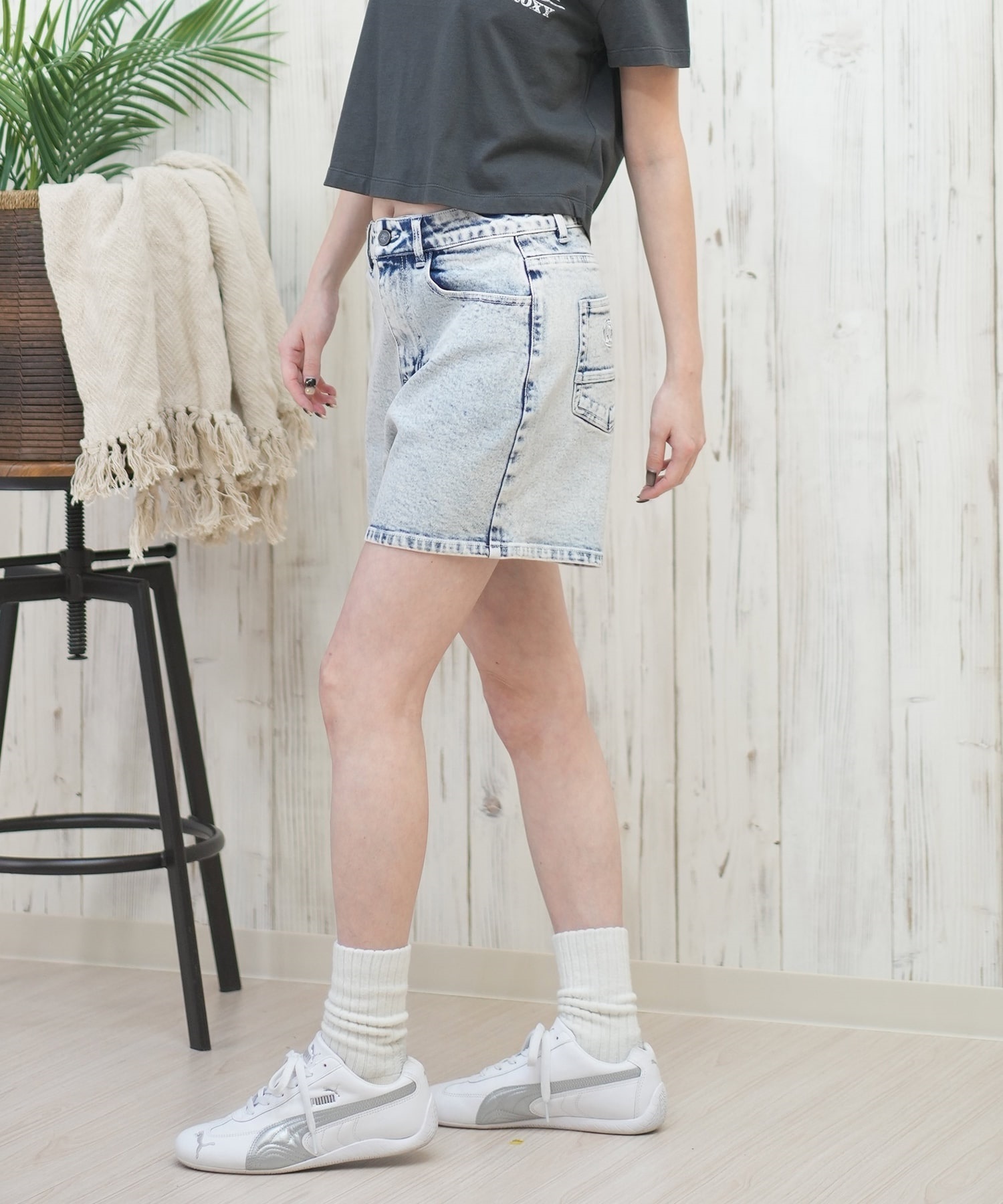 DC ディーシー ショートパンツ レディース デニム ストレッチ 無地 LWS251306(LBL-S)