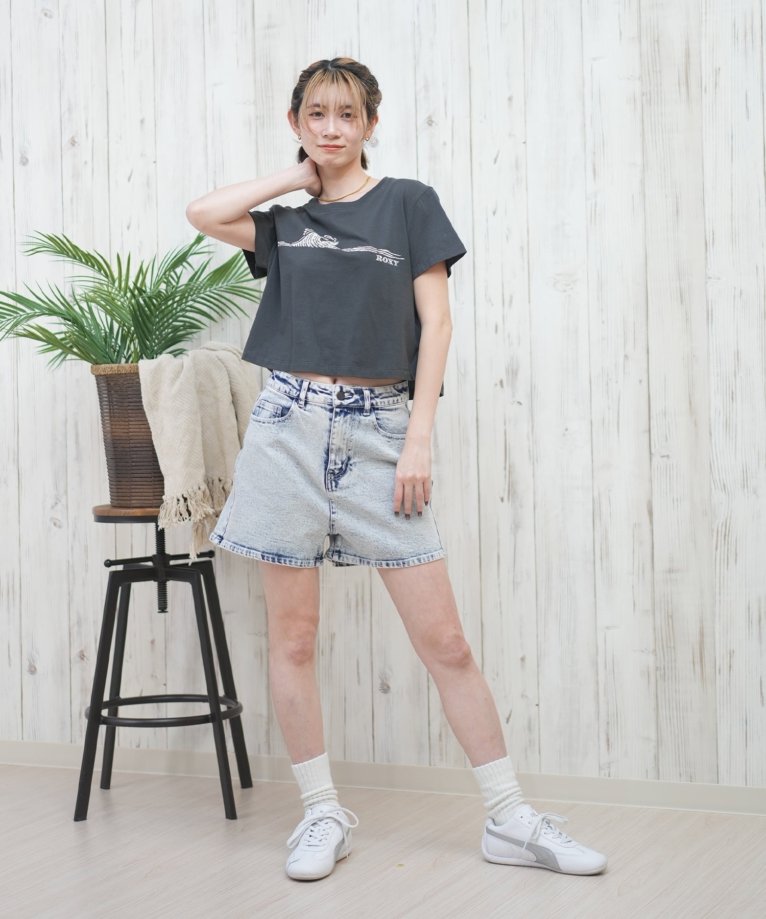 DC ディーシー ショートパンツ レディース デニム ストレッチ 無地 LWS251306(LBL-S)