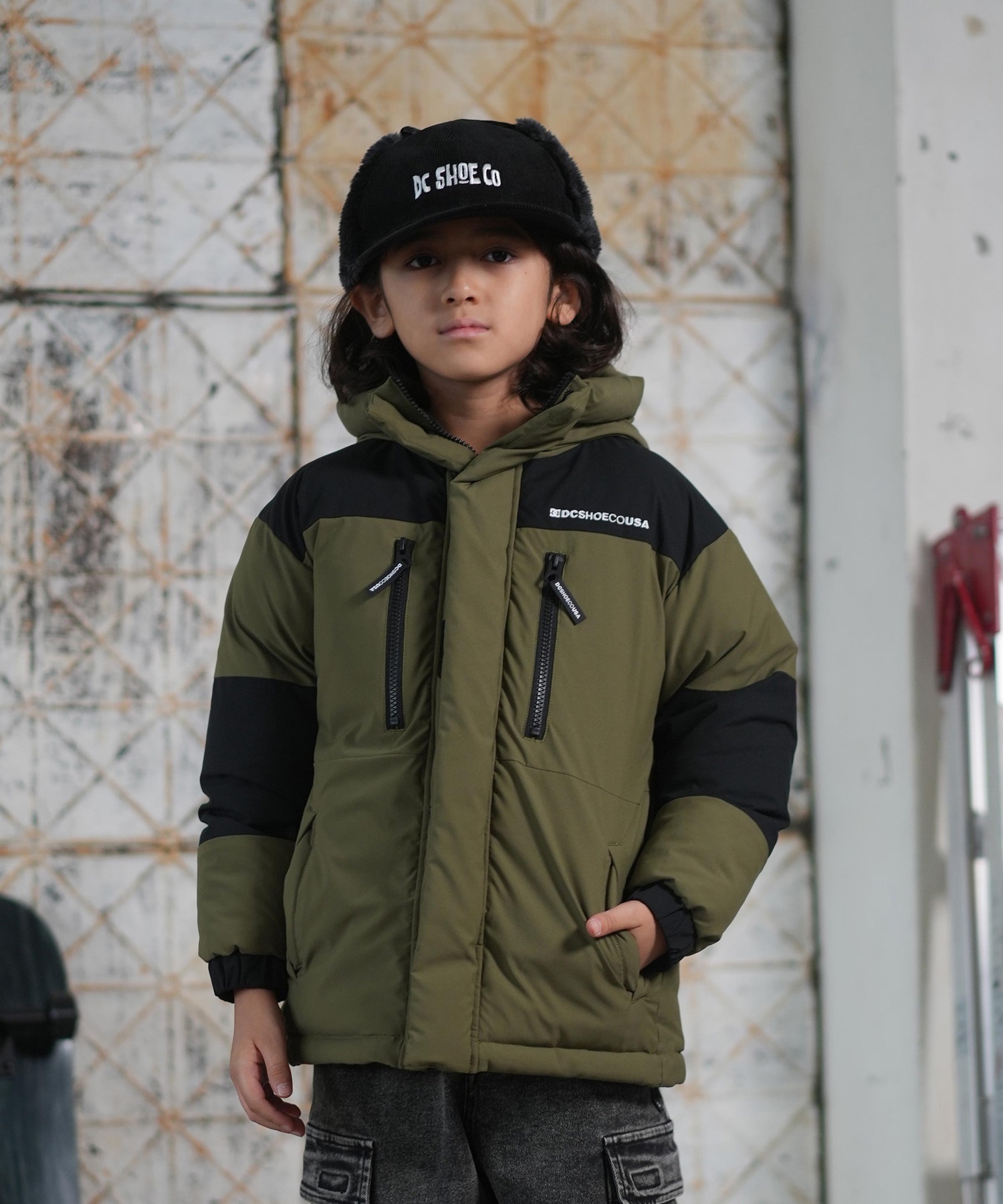 DC ディーシー アウター キッズ ジュニア 子供 中綿ジャケット 撥水