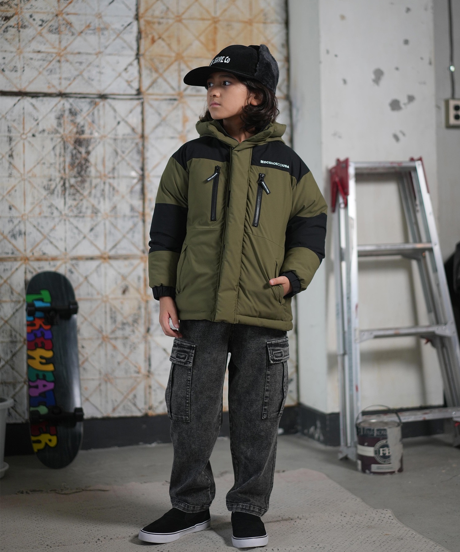 DC ディーシー アウター キッズ ジュニア 子供 中綿ジャケット 撥水 