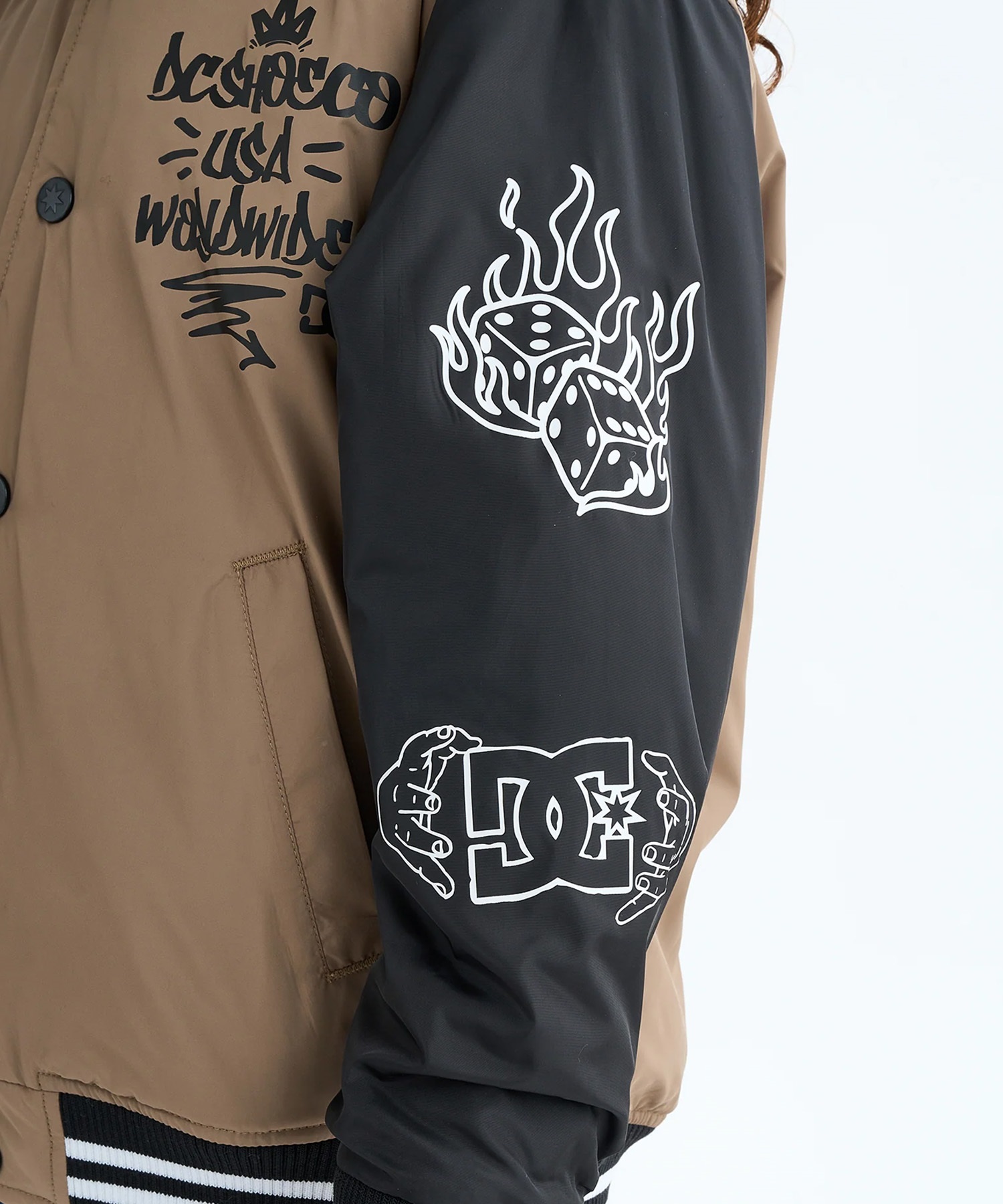 DC ディーシー アウター スタジャン キッズ ジュニア 子供 スタジアム ジャケット 中綿 25 KD VARSITY JACKET YJK254505(BLK-130cm)
