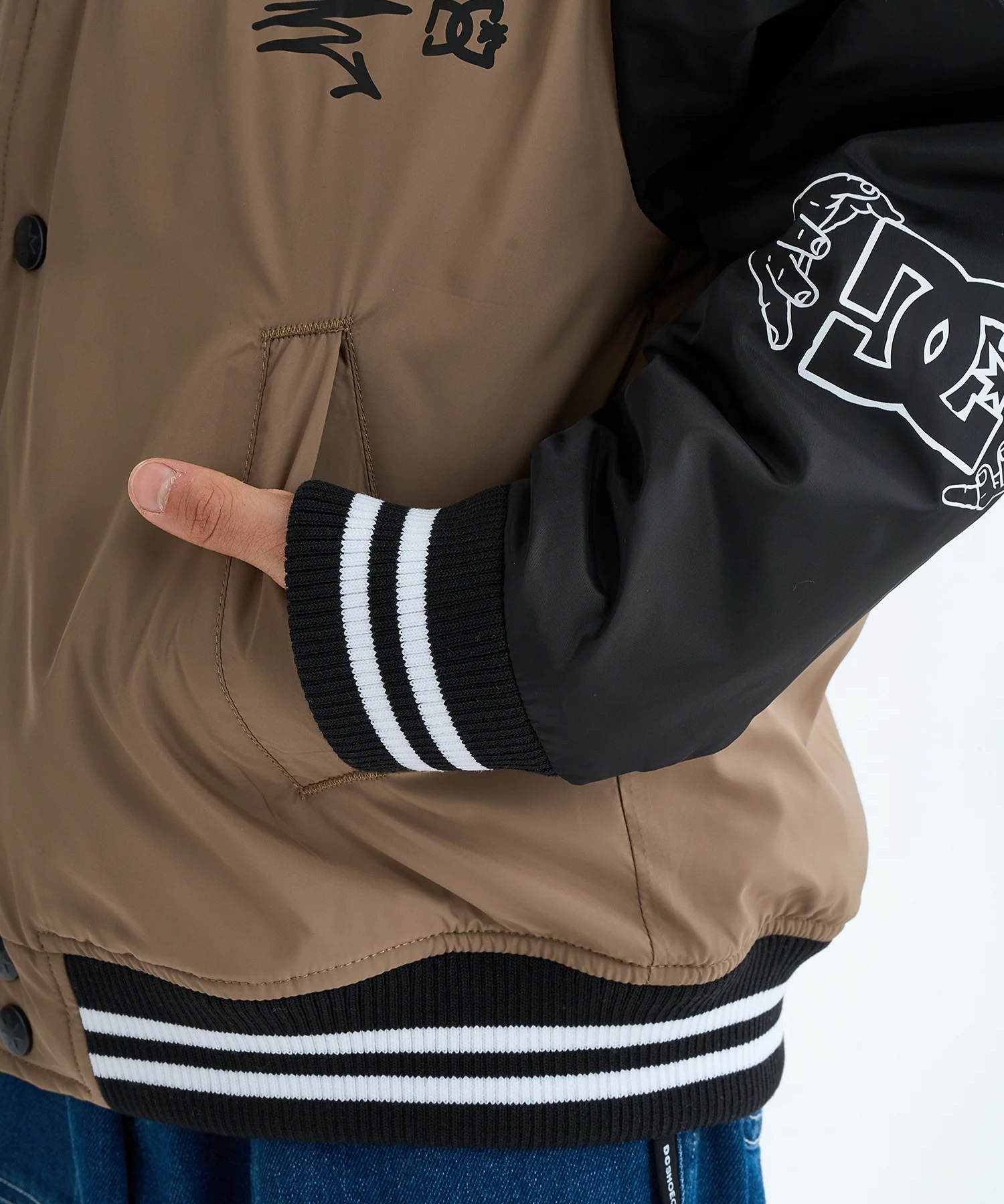 DC ディーシー アウター スタジャン キッズ ジュニア 子供 スタジアム ジャケット 中綿 25 KD VARSITY JACKET YJK254505(BLK-130cm)