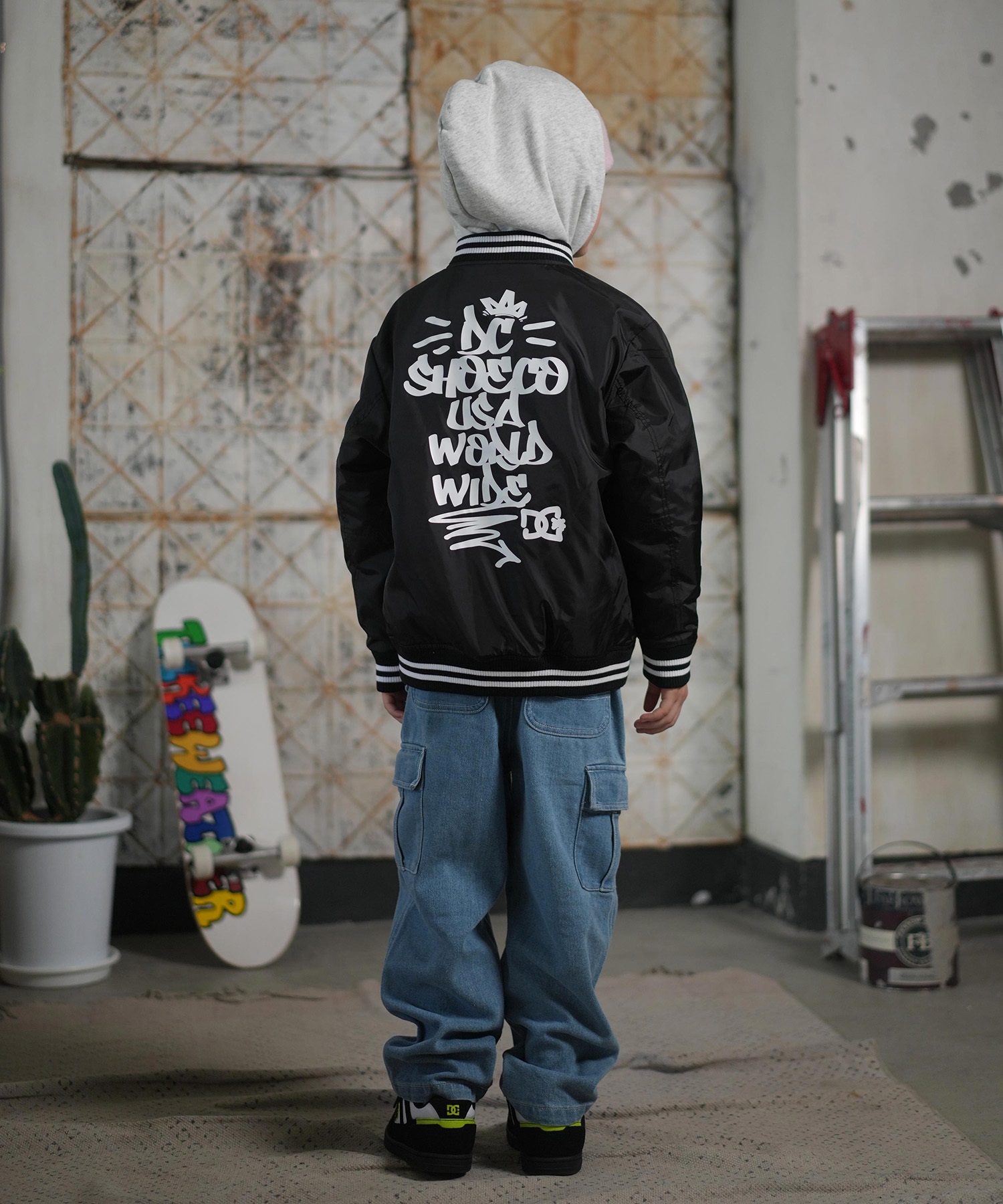 DC ディーシー アウター スタジャン キッズ ジュニア 子供 スタジアム ジャケット 中綿 25 KD VARSITY JACKET YJK254505(BLK-130cm)
