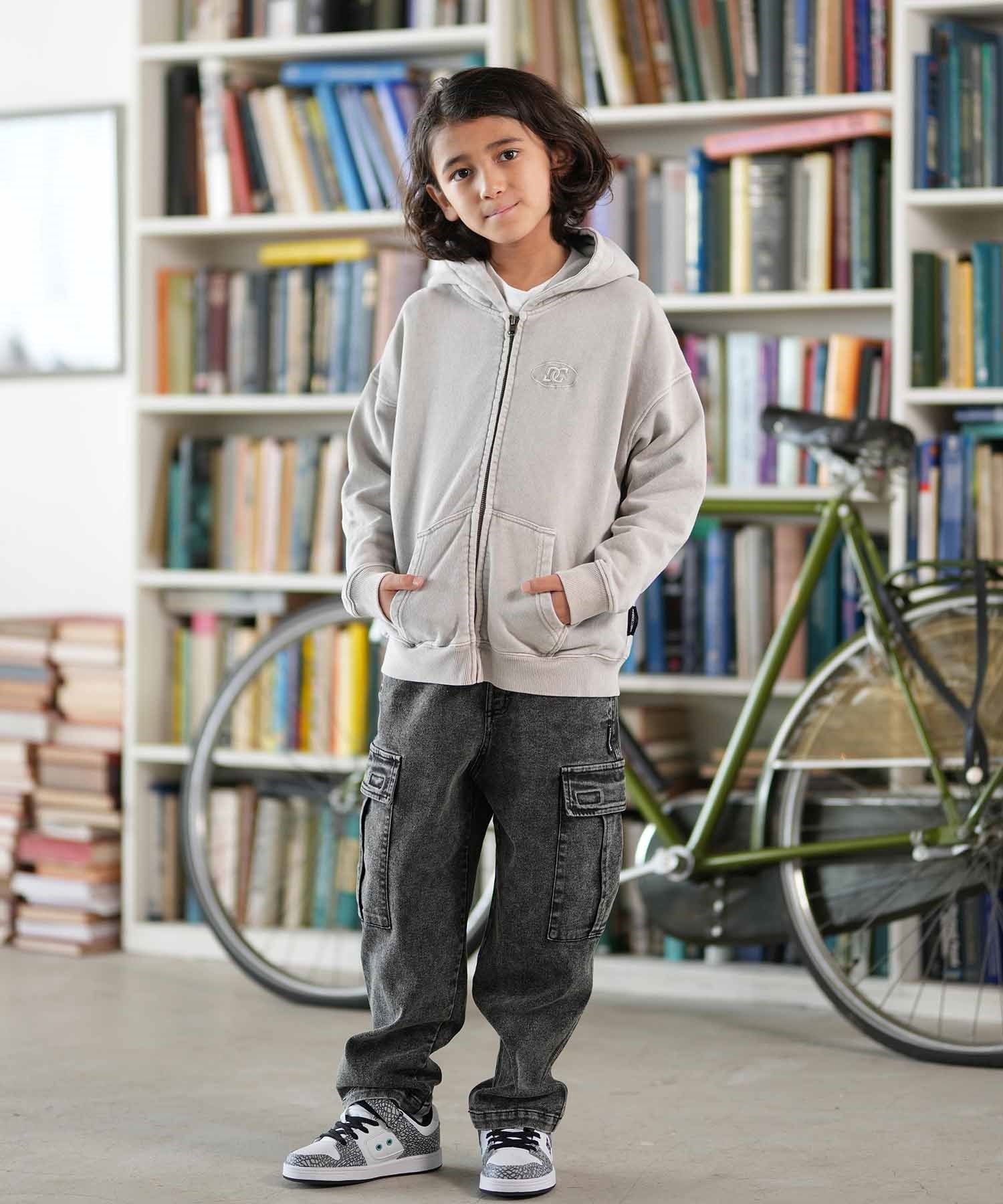 DC ディーシー ジップアップ パーカー キッズ ジュニア 子供 ダメージ加工 KD HIDDEN ZH フーディ YZP254509(BES-130cm)