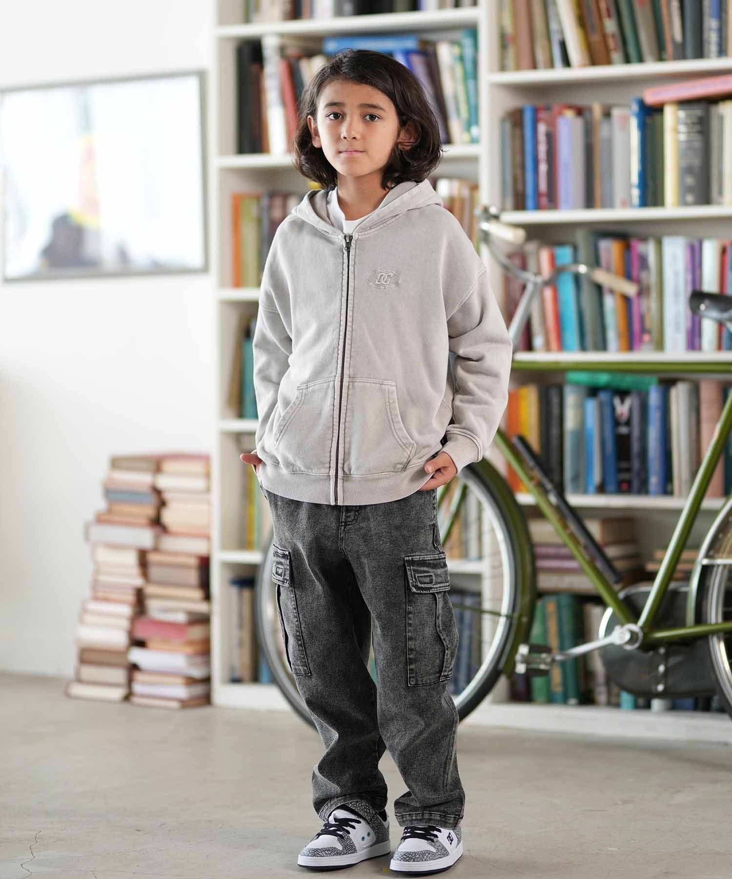 DC ディーシー ジップアップ パーカー キッズ ジュニア 子供 ダメージ加工 KD HIDDEN ZH フーディ YZP254509(BES-130cm)