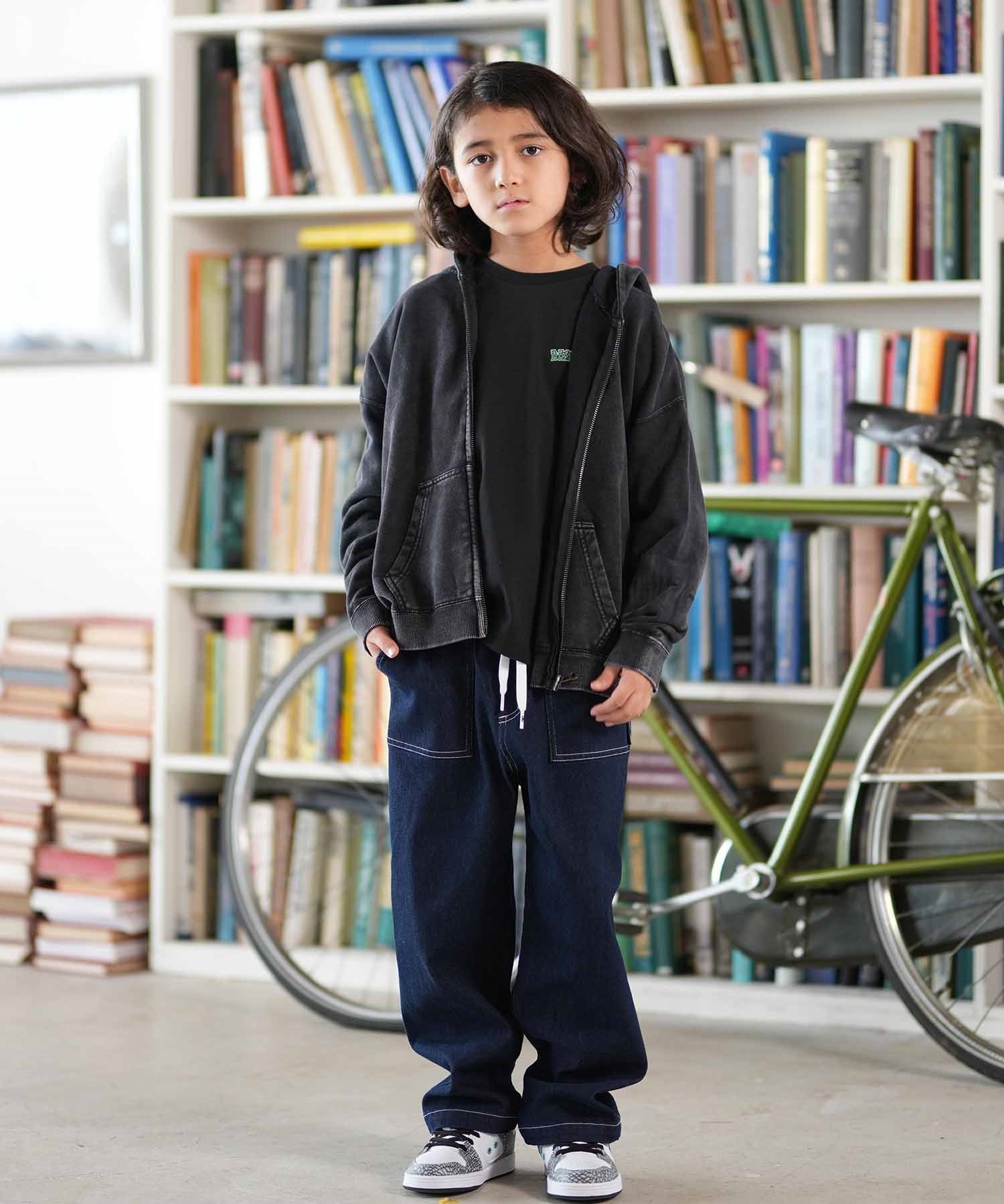 DC ディーシー ジップアップ パーカー キッズ ジュニア 子供 ダメージ加工 KD HIDDEN ZH フーディ YZP254509(BES-130cm)