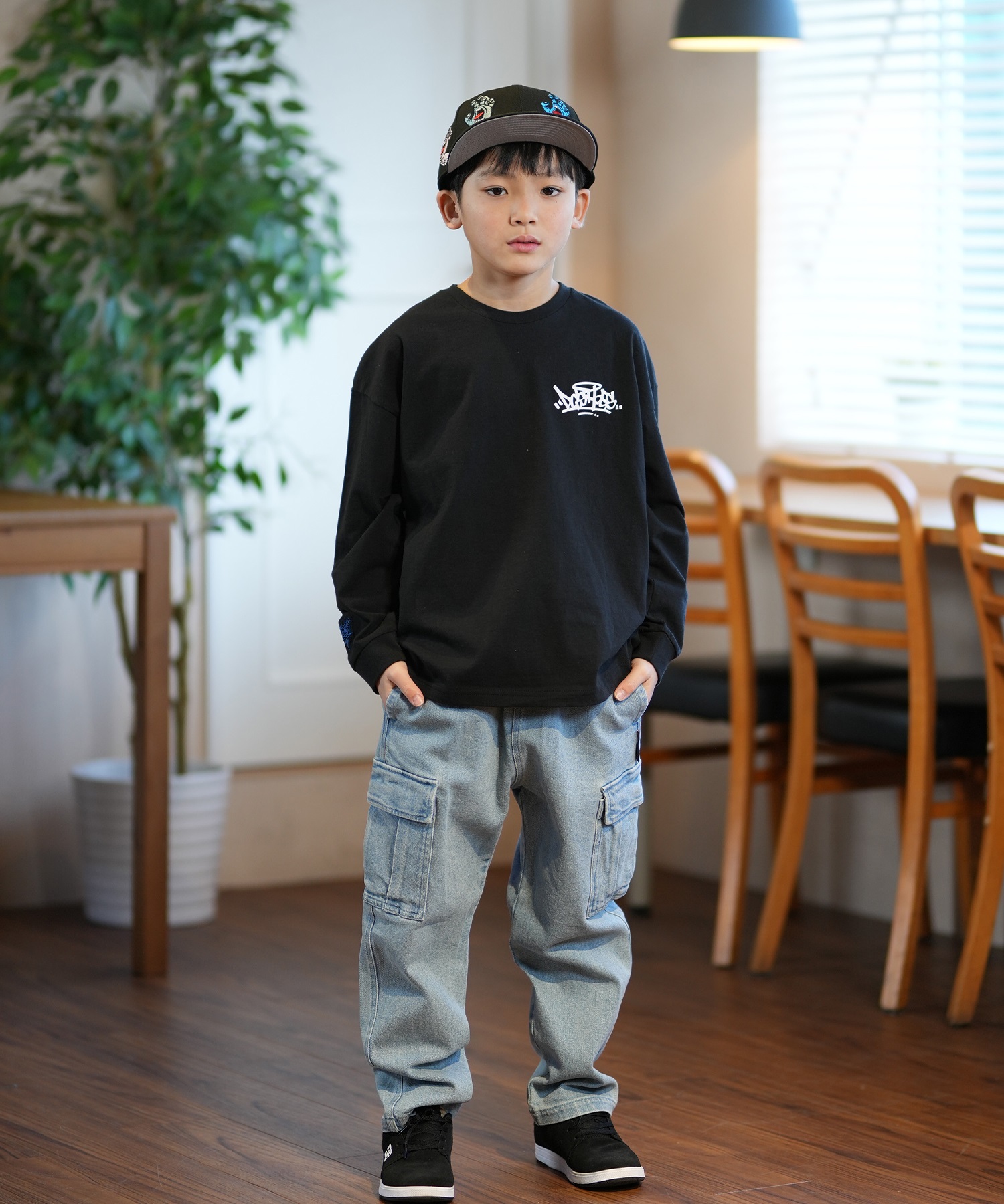 DC ディーシー 長袖 Tシャツ キッズ ロンT バックプリント