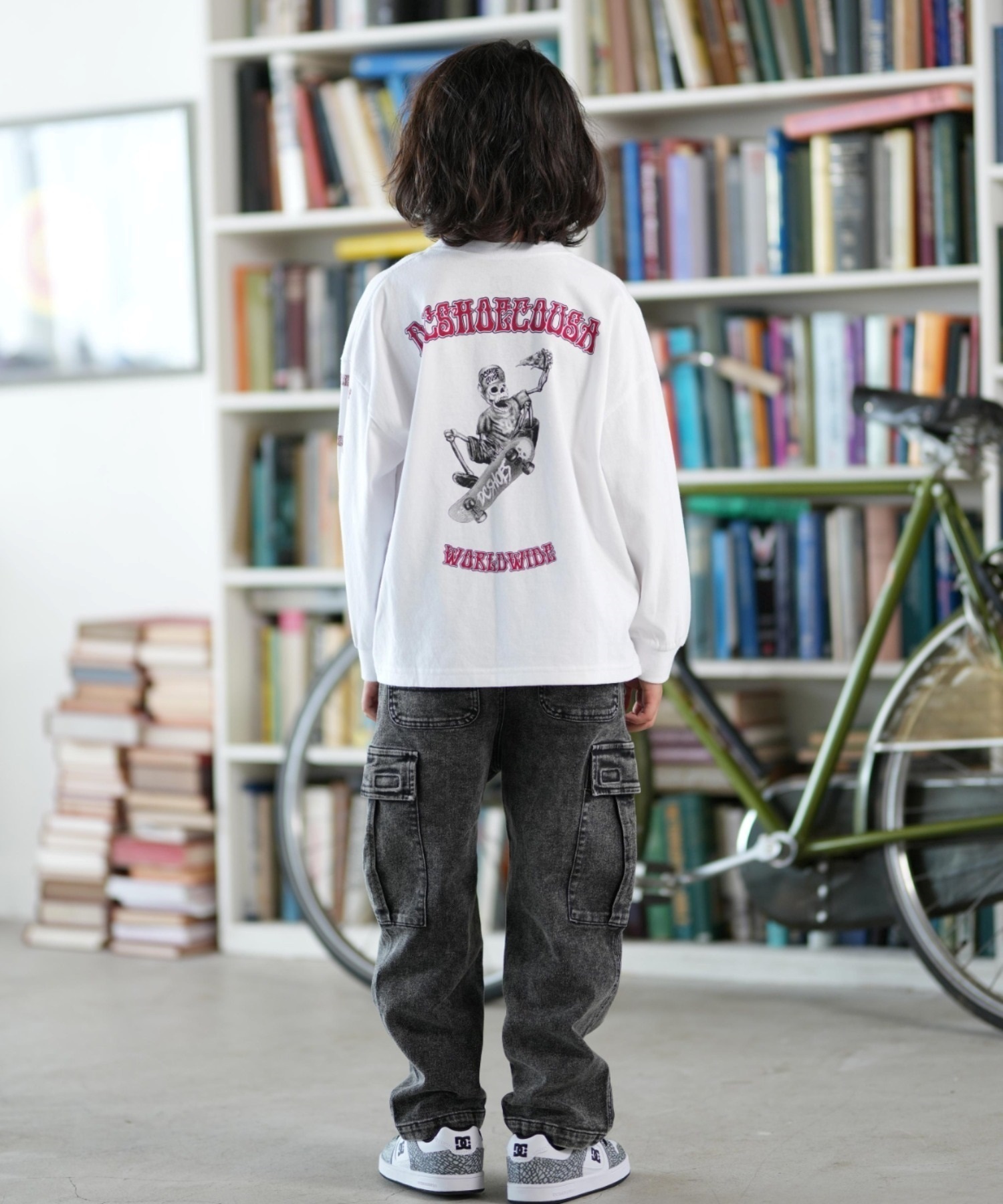 DC ディーシー 長袖 Tシャツ キッズ ジュニア ロンT 25 KD SKATE SKULL