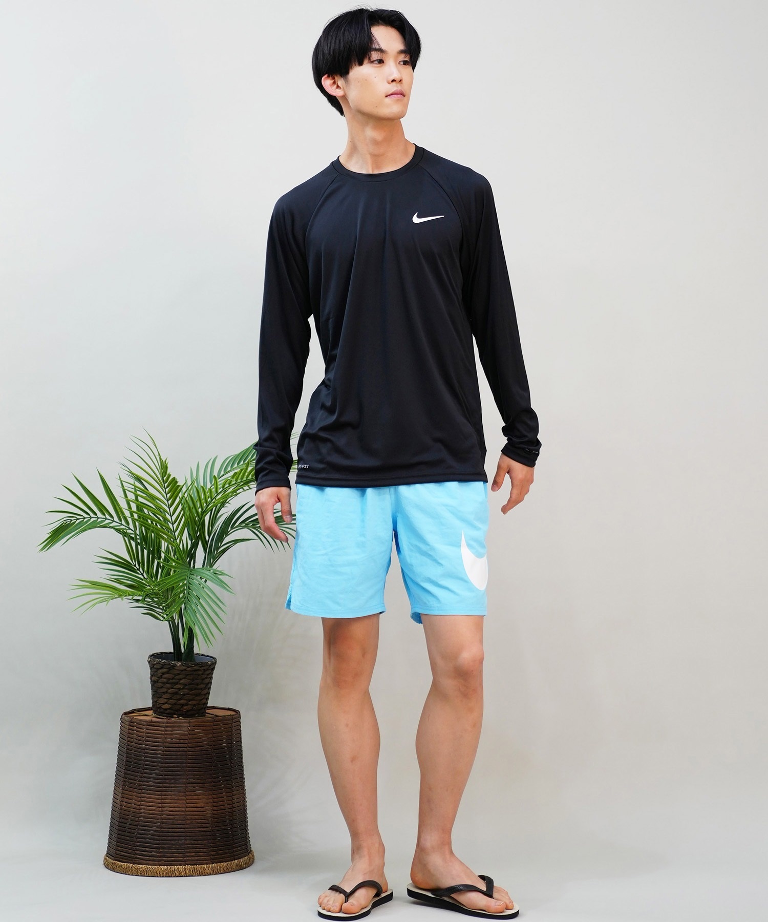 NIKE ナイキ 水着 ラッシュガード 長袖 Tシャツ ロンT メンズ 水陸両用 UVカット NESSA587(N001-S)