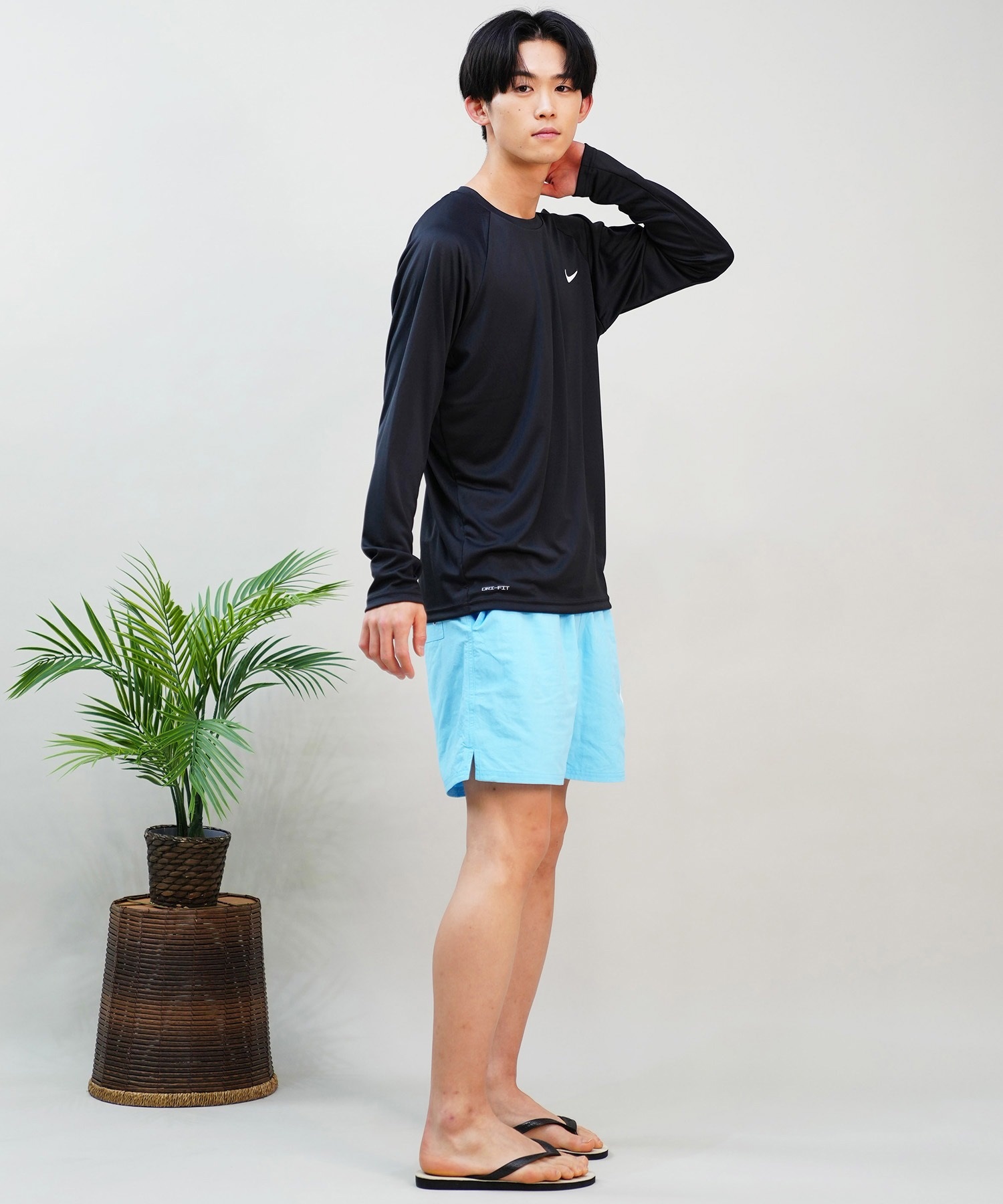 NIKE ナイキ 水着 ラッシュガード 長袖 Tシャツ ロンT メンズ 水陸両用 UVカット NESSA587(N001-S)
