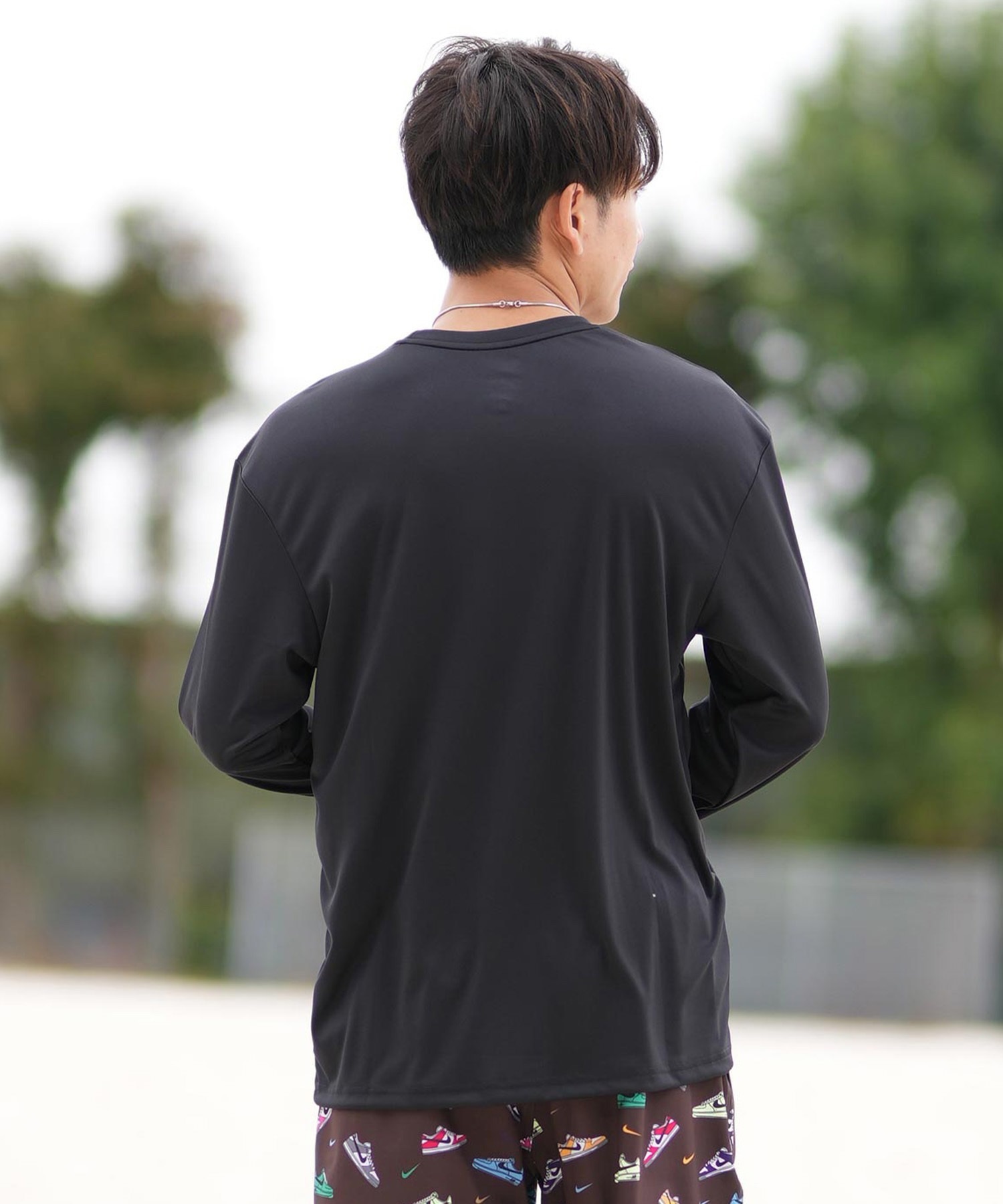 NIKE ナイキ 水着 ラッシュガード 長袖 Tシャツ ロンT メンズ ワンポイント UVカット NESSF474(N001-S)