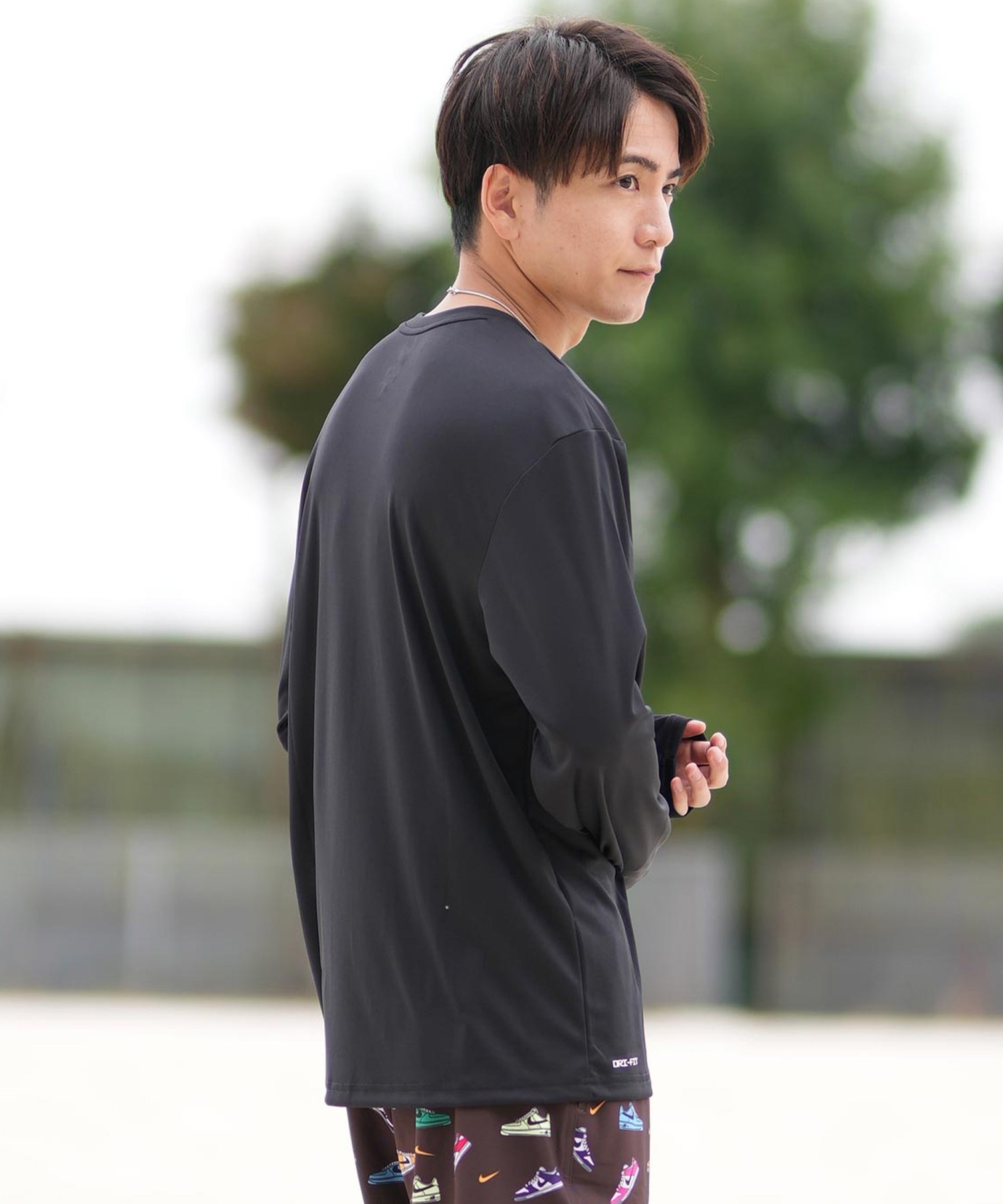 NIKE ナイキ 水着 ラッシュガード 長袖 Tシャツ ロンT メンズ ワンポイント UVカット NESSF474(N001-S)