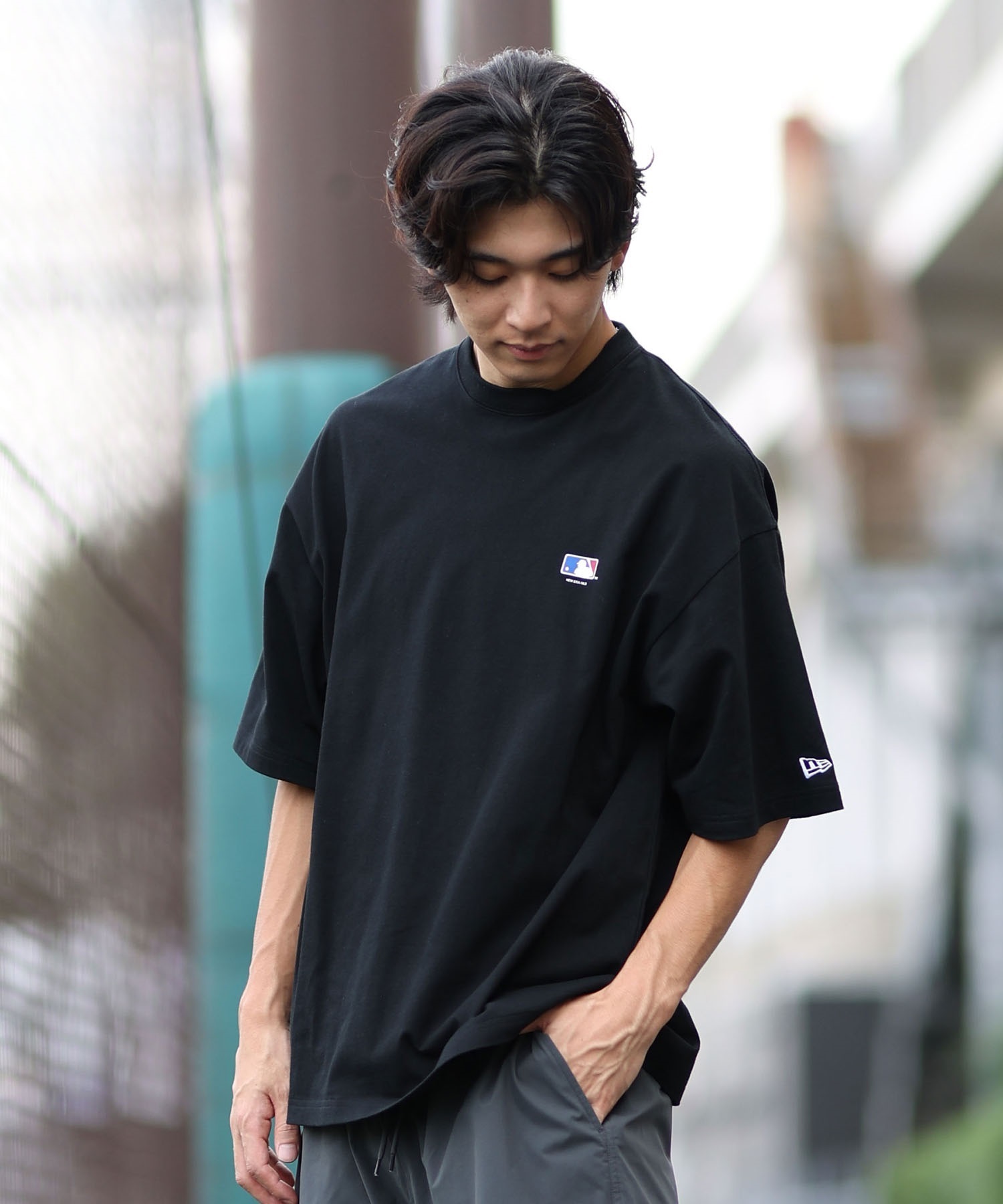 NEW ERA ニューエラ 半袖 Tシャツ メンズ バックプリント MLB ロゴ オーバーサイズ 14410064(BK-M)