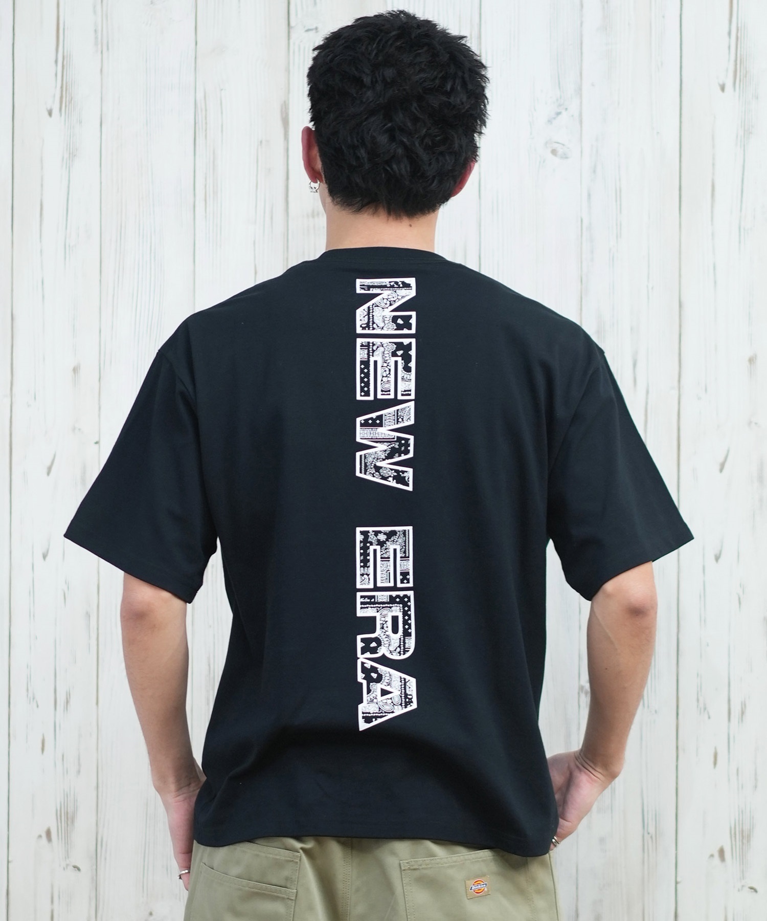 NEW ERA ニューエラ 半袖 Tシャツ メンズ バックプリント オーバーサイズ 吸水速乾 14670927 ムラサキスポーツ限定(BK-M)