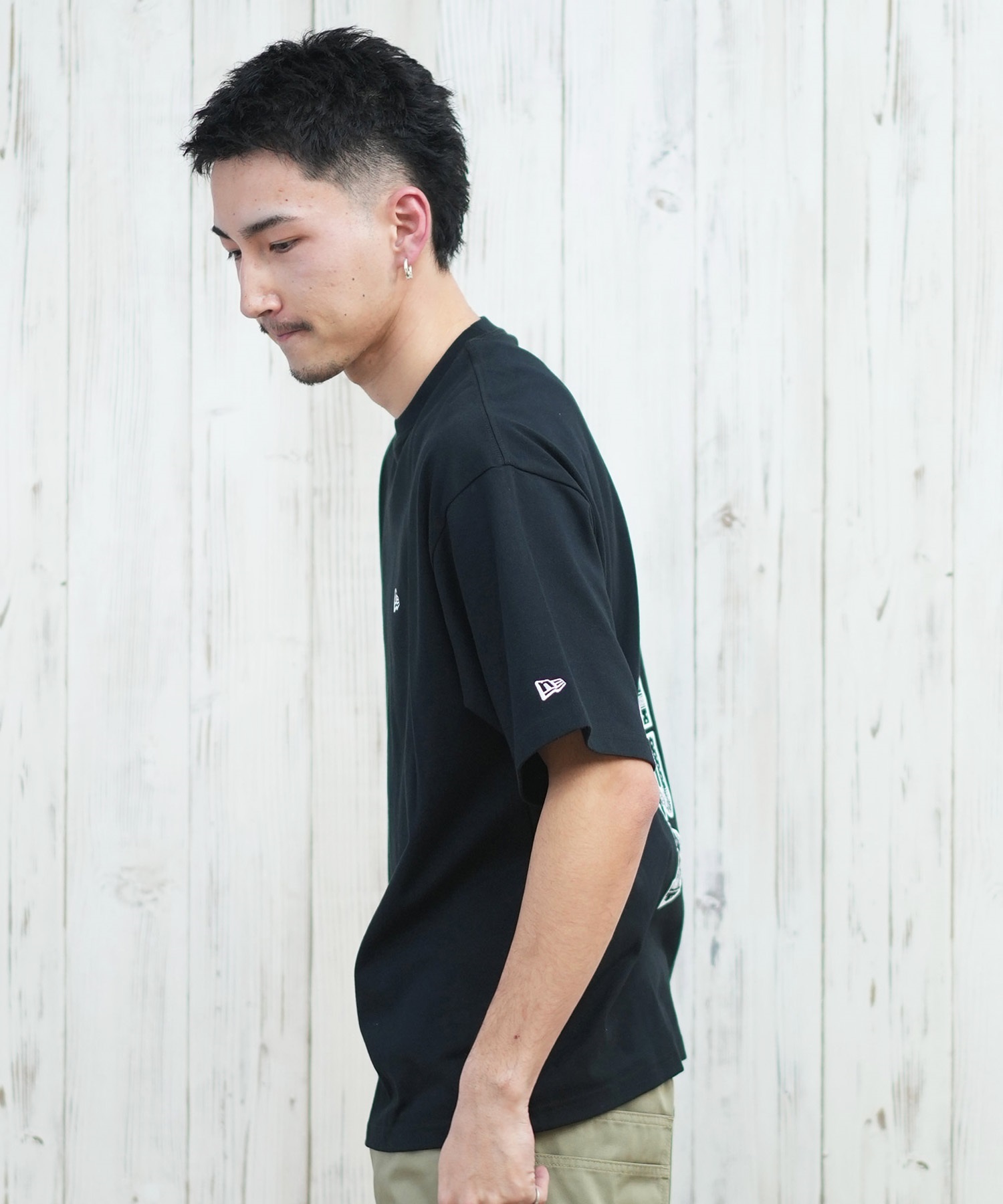 NEW ERA ニューエラ 半袖 Tシャツ メンズ バックプリント オーバーサイズ 吸水速乾 14670927 ムラサキスポーツ限定(BK-M)