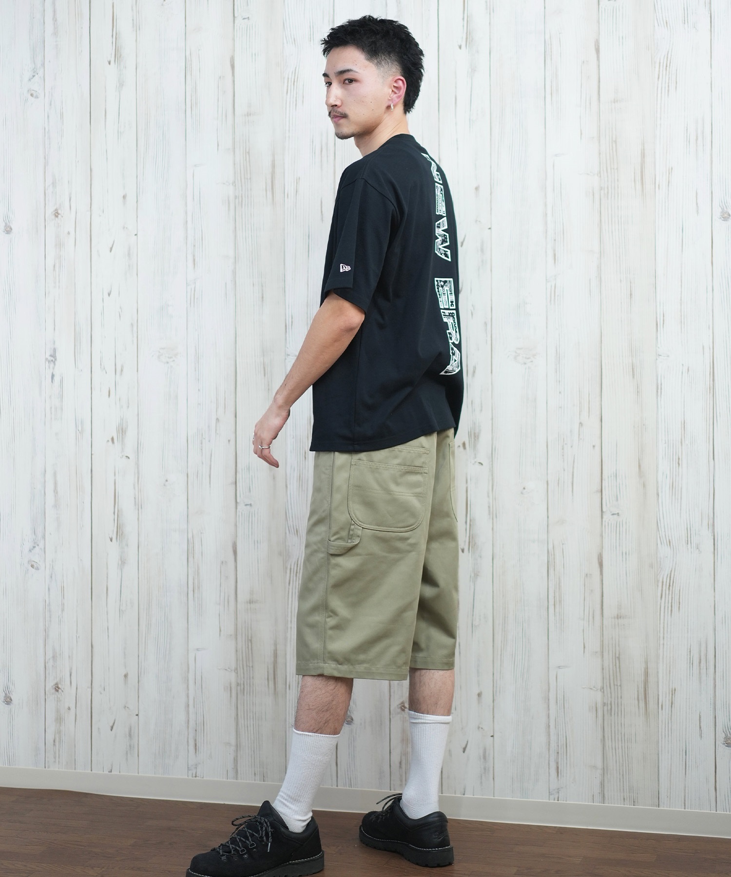 NEW ERA ニューエラ 半袖 Tシャツ メンズ バックプリント オーバーサイズ 吸水速乾 14670927 ムラサキスポーツ限定(BK-M)