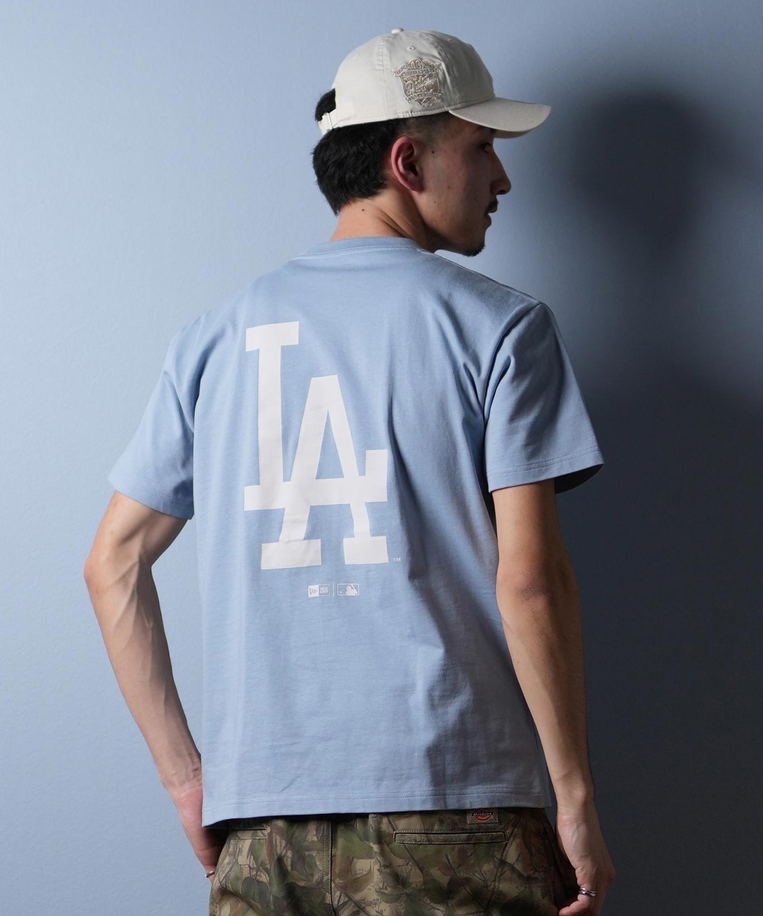NEW ERA ニューエラ 半袖 Tシャツ メンズ バックプリント MLB ロサンゼルス・ドジャース 14697015 ムラサキスポーツ限定(BL-M)