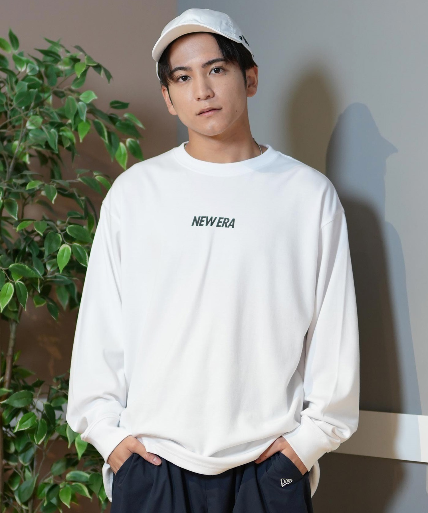 NEW ERA ニューエラ 長袖 Tシャツ メンズ ロンT バックプリント 吸汗速乾 UVカット 14410181(WHI-M)