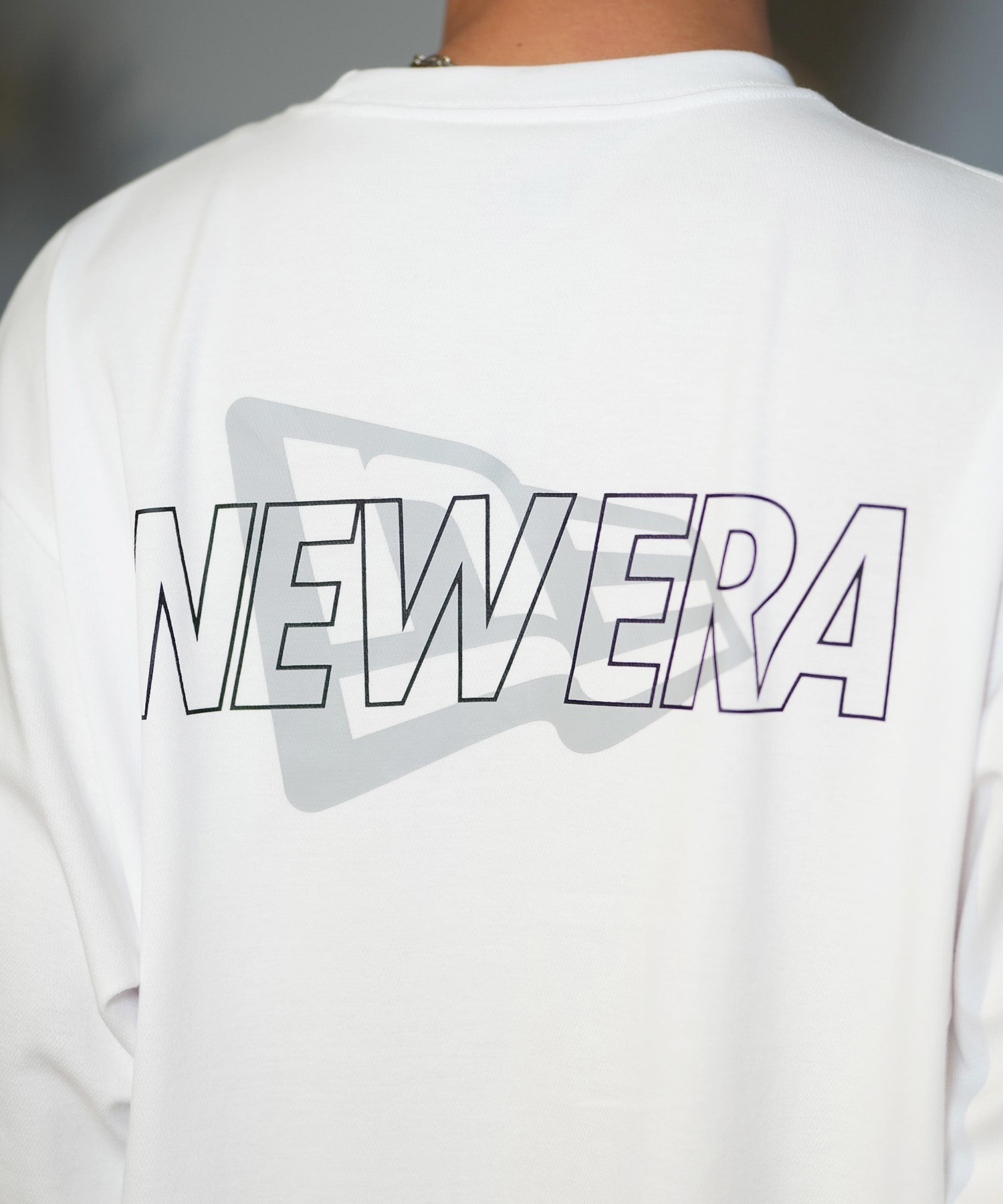 NEW ERA ニューエラ 長袖 Tシャツ メンズ ロンT バックプリント 吸汗速乾 UVカット 14410181(WHI-M)