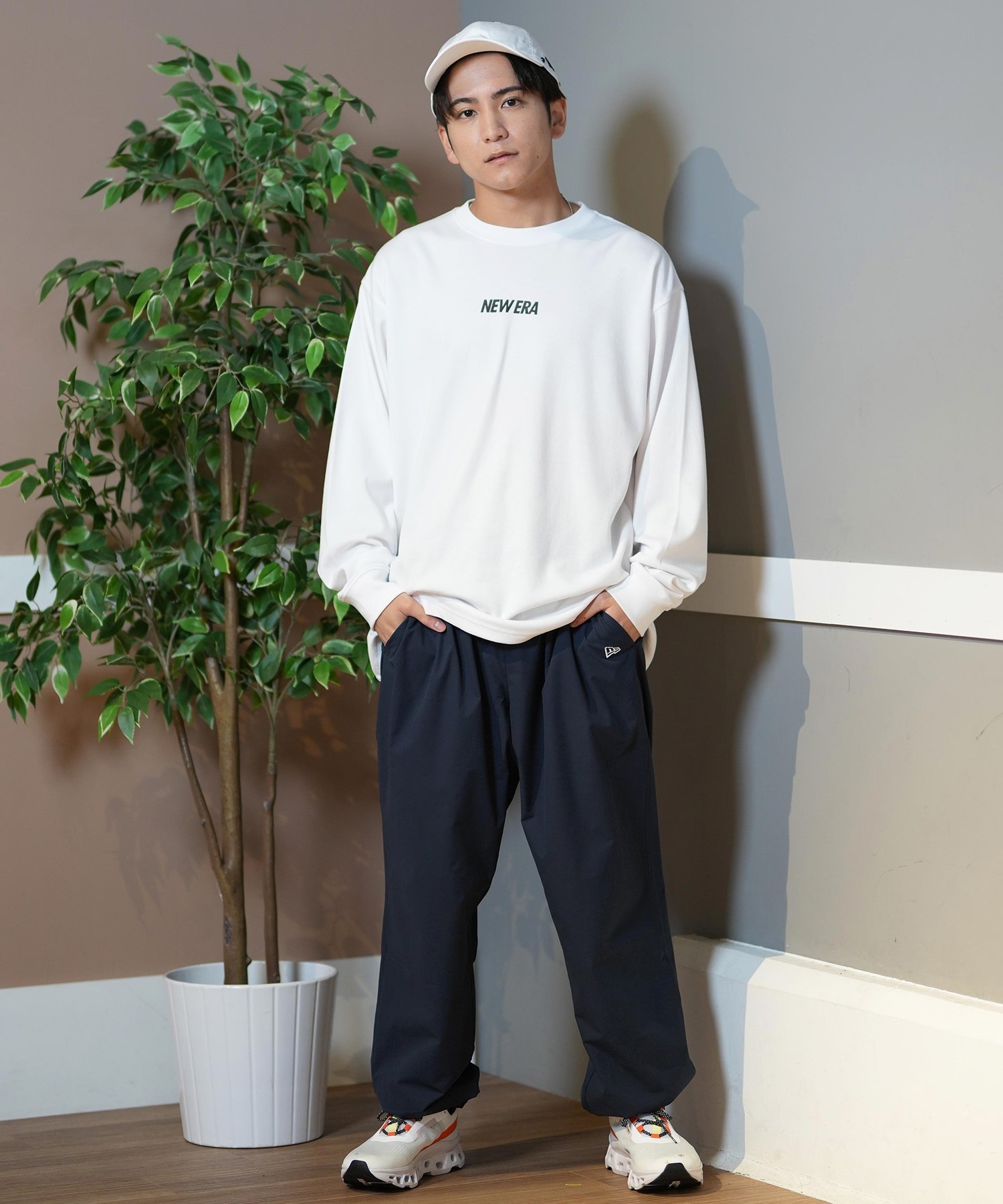 NEW ERA ニューエラ 長袖 Tシャツ メンズ ロンT バックプリント 吸汗速乾 UVカット 14410181(WHI-M)
