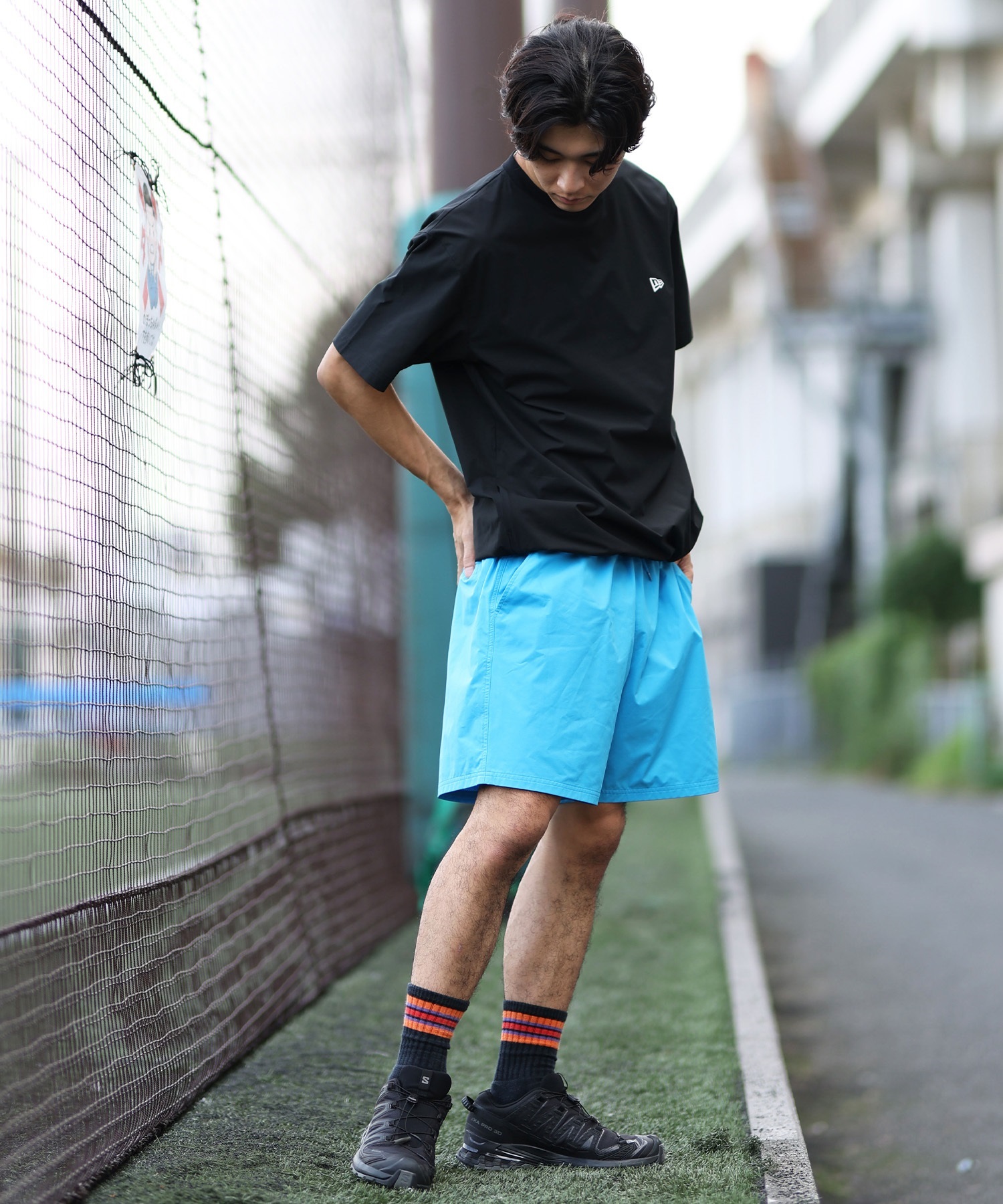 NEW ERA ニューエラ ラッシュガード メンズ 半袖 Tシャツ バックプリント 水陸両用 ユーティリティ UVカット 吸汗速乾 セットアップ対応 14391950(BK-M)