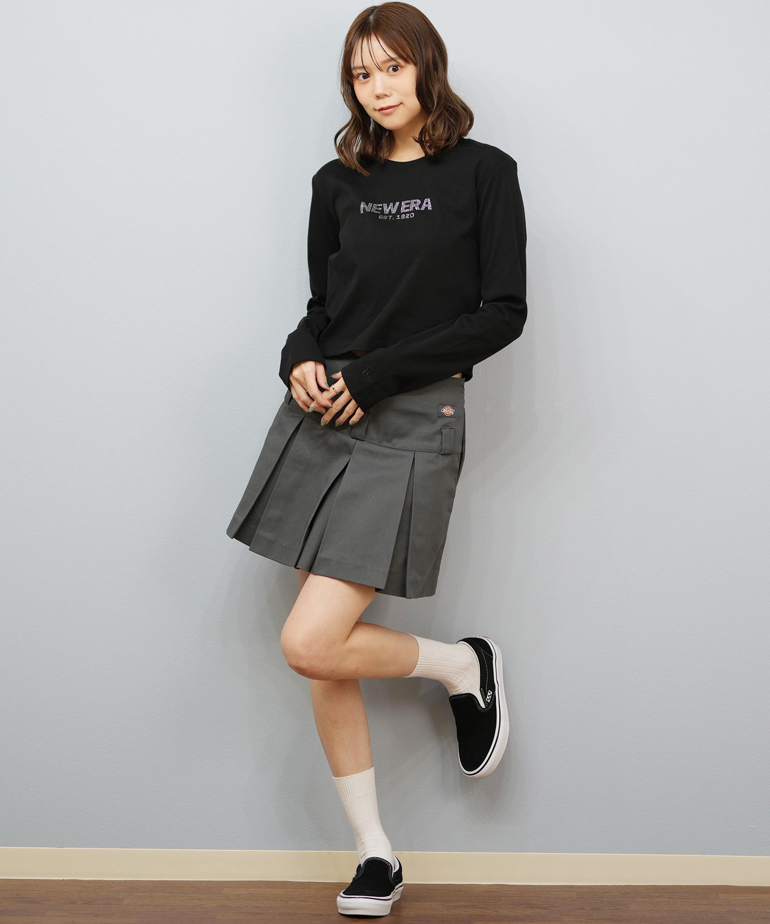 NEW ERA ニューエラ 長袖 Tシャツ ロンT レディース クロップド丈