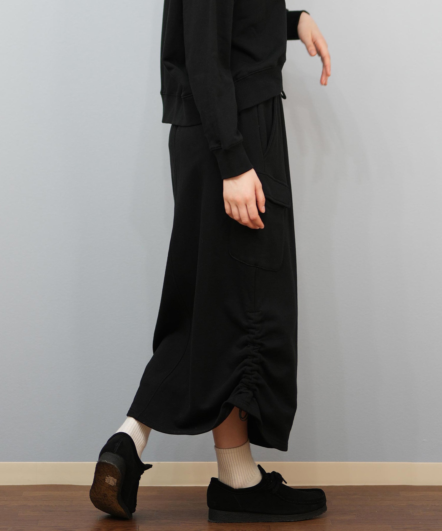 New Era レディース ブラックスカート M NEW ERA ニューエラ ロングスカート レディース 台形 ウエストゴム 裏