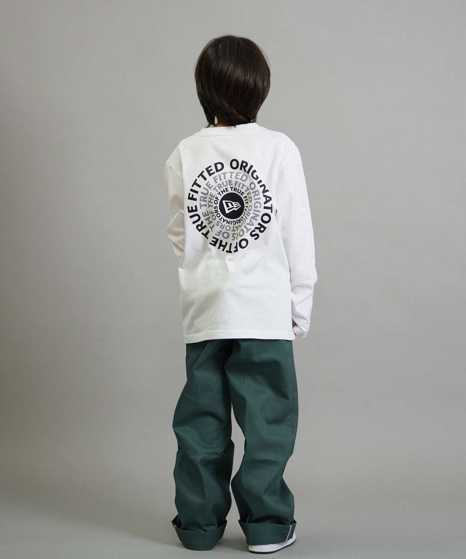 NEW ERA ニューエラ 長袖 Tシャツ ロンT キッズ ジュニア 子供 Youth 長袖 コットン Tシャツ Circle OOTTF 14693882(WHT-130cm)