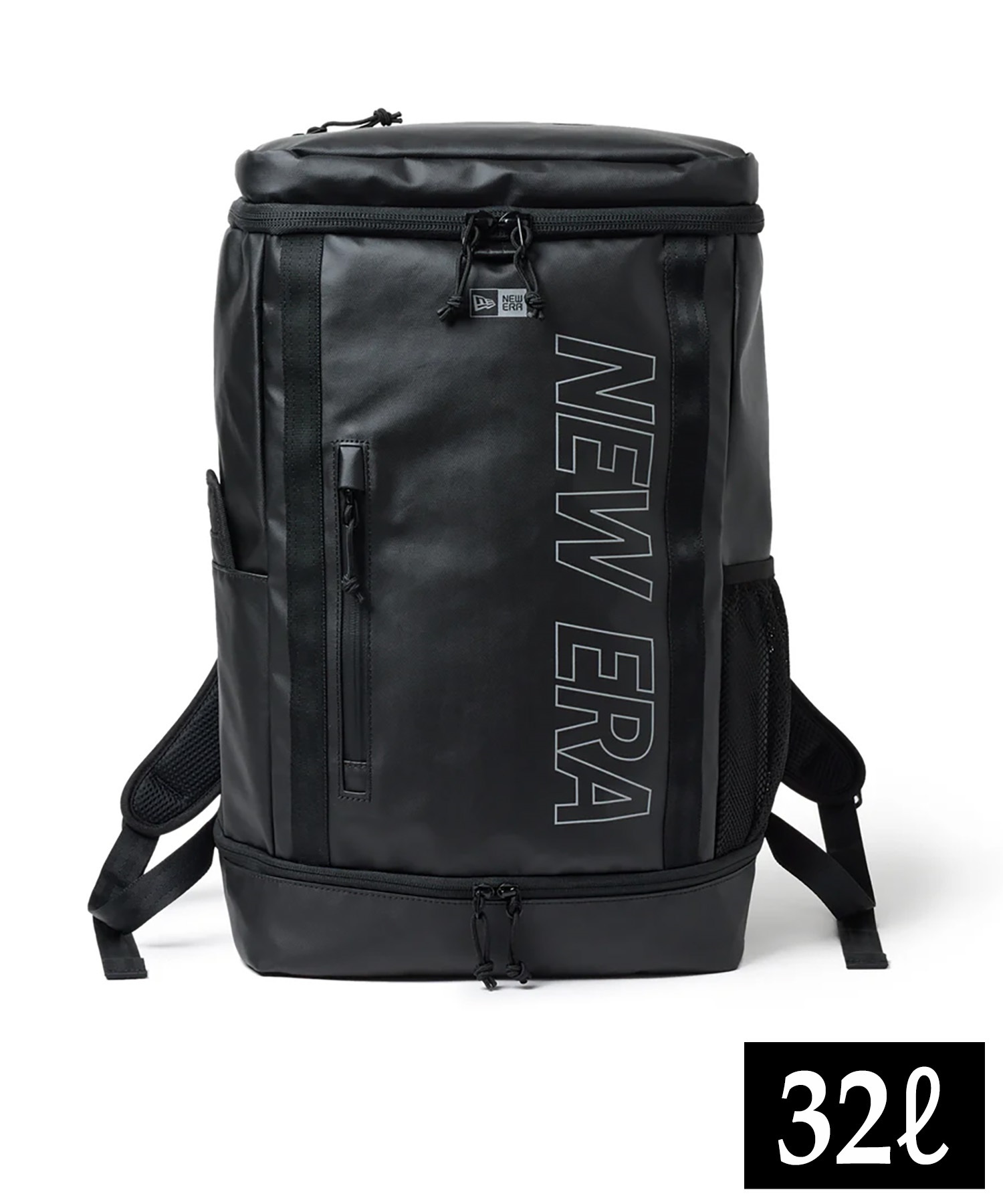 NEW ERA ニューエラ バックパック リュックサック リュック 32L BOX PACK TPU ボックスパック プリントロゴ アウトライン ブラック × リフレクトシルバー 14521358(BLK-FREE)