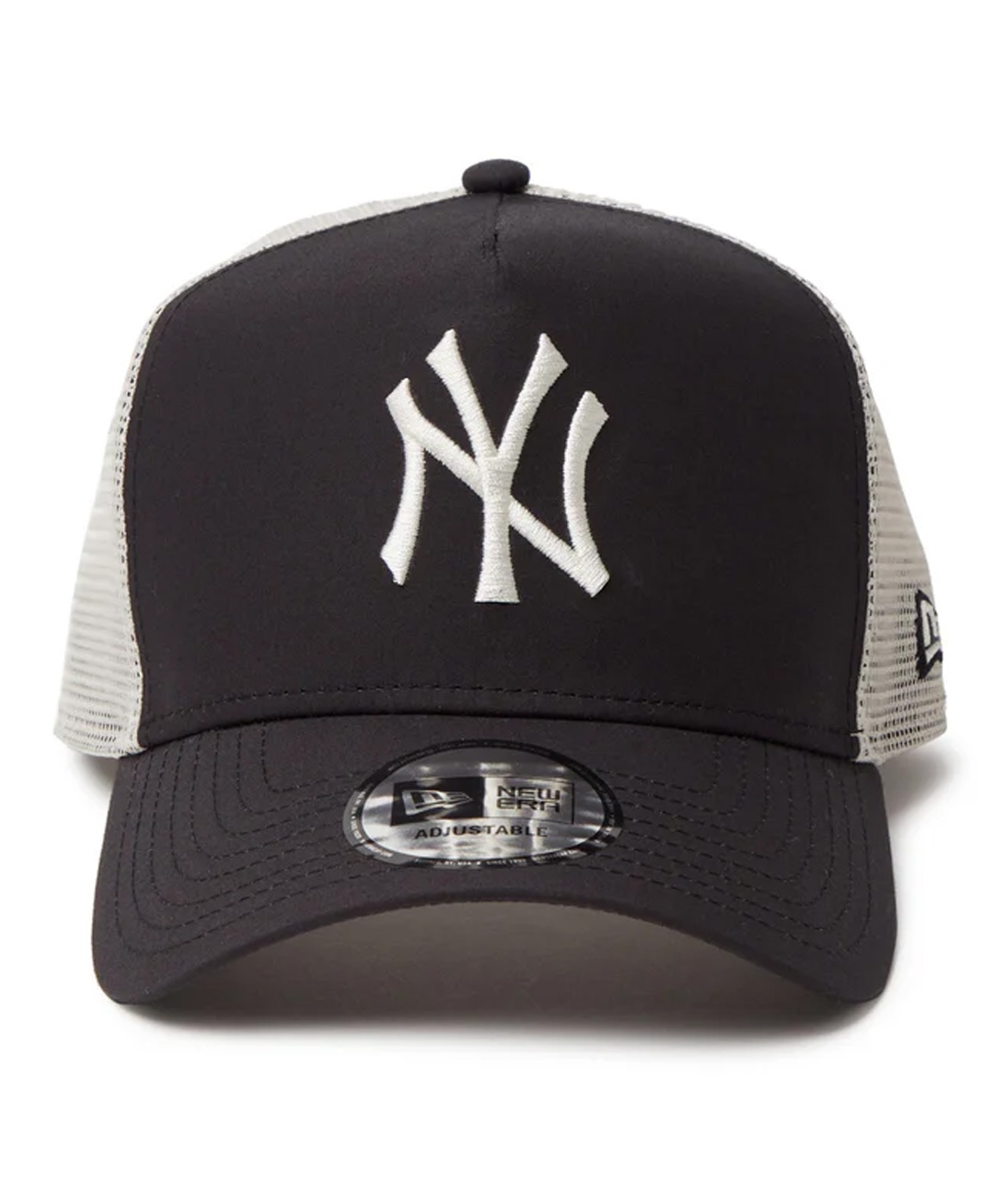 NEW ERA ニューエラ キャップ 帽子 9FORTY A-Frame トラッカー MLB Typewriter ニューヨーク・ヤンキース ブラック クロームホワイト 14388614(BLK-FREE)