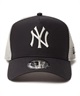 NEW ERA ニューエラ キャップ 帽子 9FORTY A-Frame トラッカー MLB Typewriter ニューヨーク・ヤンキース ブラック クロームホワイト 14388614(BLK-FREE)