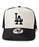 NEW ERA ニューエラ キャップ 帽子 9FORTY A-Frame トラッカー MLB Typewriter ロサンゼルス・ドジャース ブラック クロームホワイト 14388615(BLK-FREE)