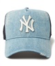 NEW ERA ニューエラ キャップ 帽子 9FORTY A-Frame トラッカー Damaged Series ニューヨーク・ヤンキース ウォッシュドデニム 14388619(NVY-FREE)