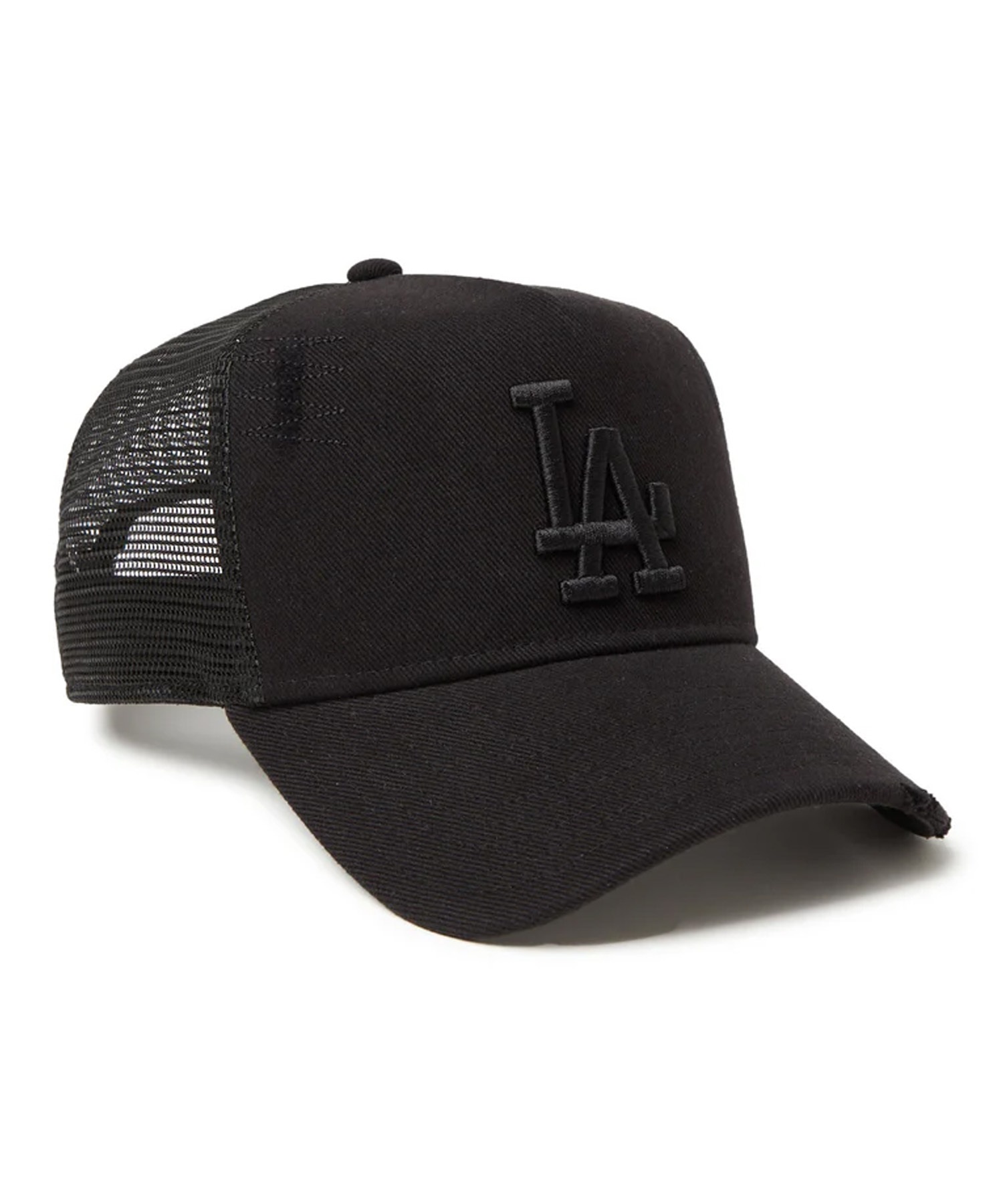 NEW ERA ニューエラ キャップ 帽子 9FORTY A-Frame トラッカー Damaged Series ロサンゼルス・ドジャース ブラック 14388620(BLK-FREE)