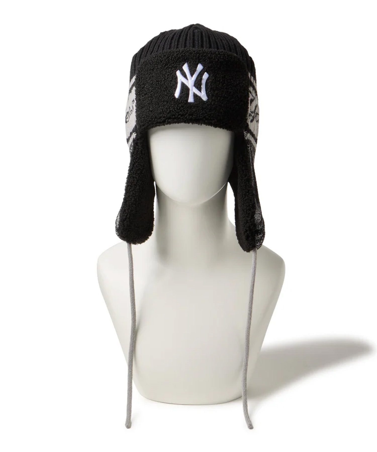 NEW ERA ニューエラ ビーニー ニットキャップ ニット帽 帽子 ニット トラッパー ニューヨーク・ヤンキース ブラック 14669984(BLK-FREE)