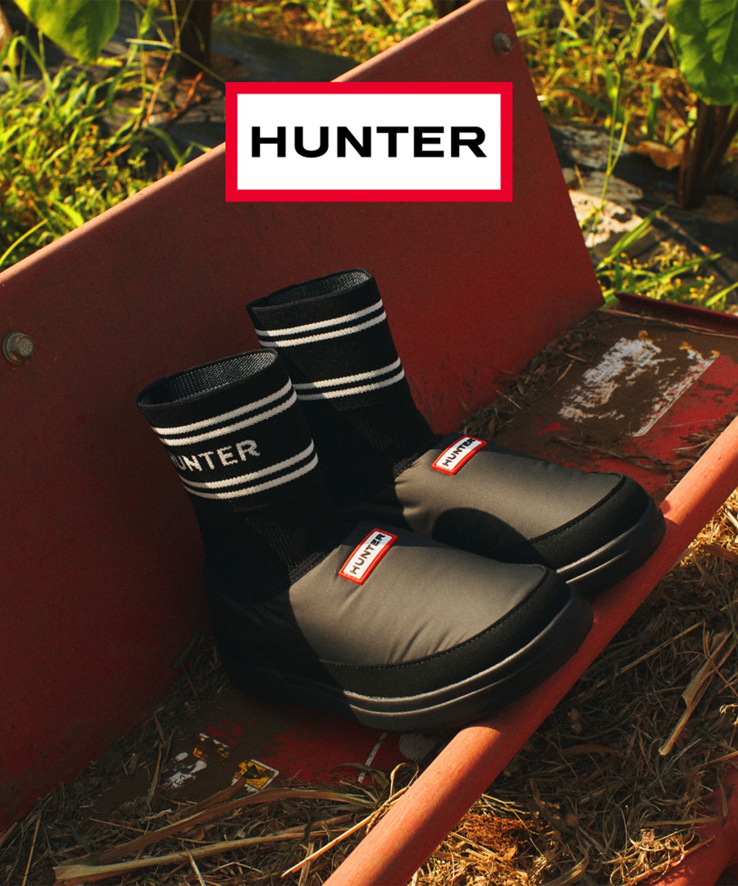 HUNTER ハンター ブーツ レディース スリッポン ハイカット IN OUT